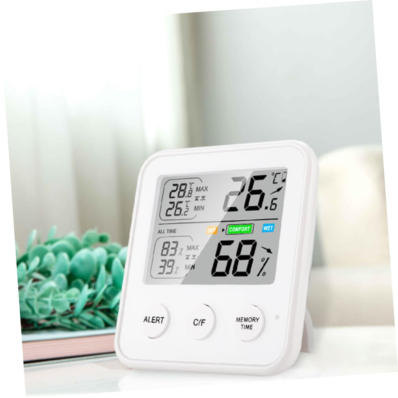 YARNOW High Precision Digital Hygrometer and Indoor Thermometer with LCD Display Compact Abs Temperature Humidity Monitor for Home and Nursery Lightweight and Tabletop Gauge image number 2