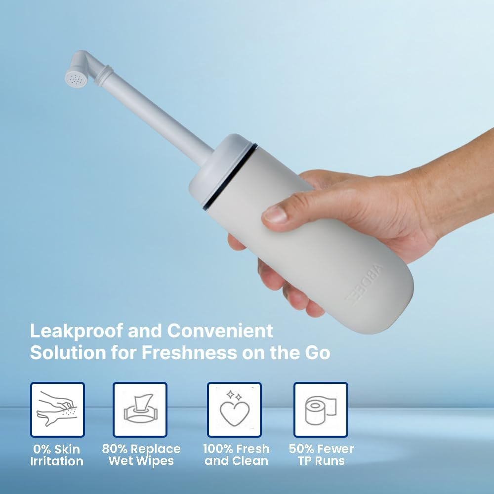 ABDEEZ Portable Bidet &ndash; Travel Bidet for Toilet & Postpartum Care | 12.84Oz (380Ml) Leakproof Peri Bottle | Handheld Bidet Spray for Hygiene, Camping & On-The-Go Use | Collapsible & Expandable Design