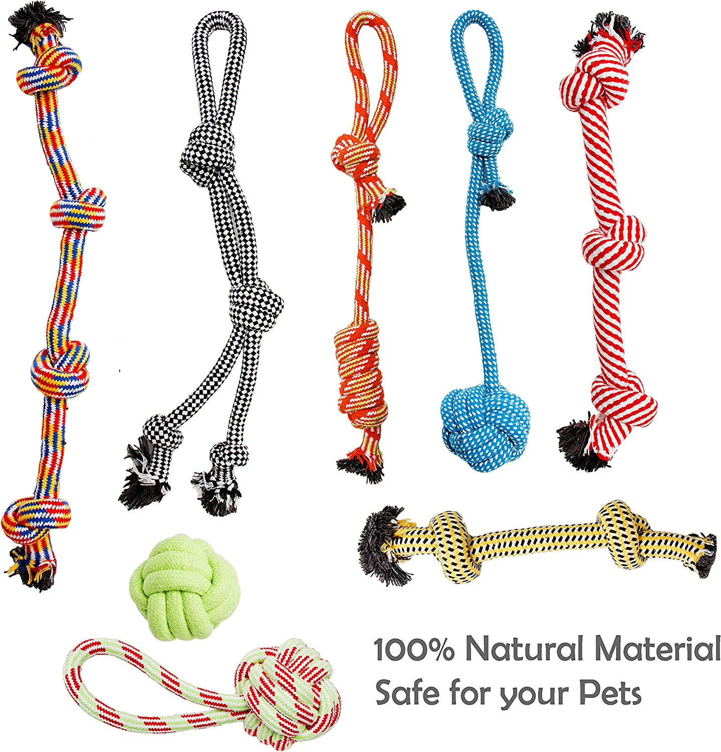 Dog Rope Toys, 8 Pack for Large to XL Large Dogs (35Lbs to 85Lbs+), Dental Health, Natural Rope, Tug Toy image number 1