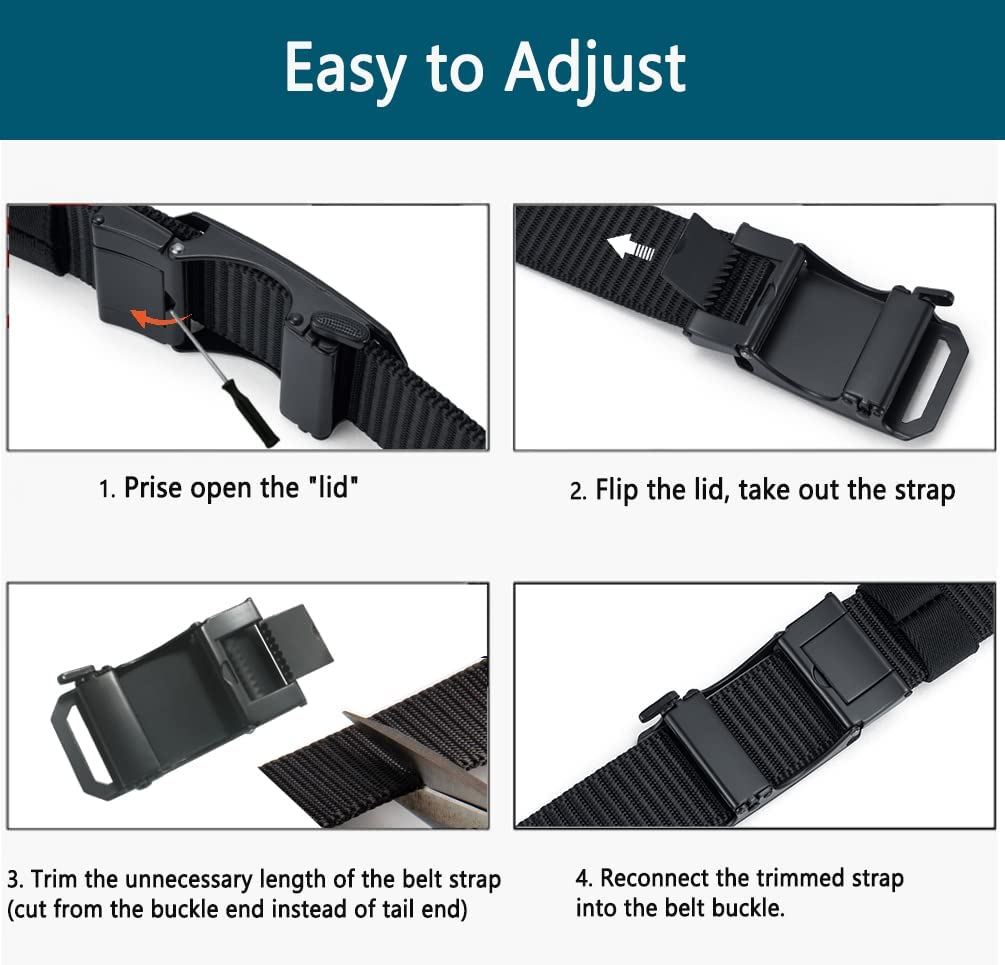 Lionvii Men'S Belt - Ratchet Belt for Men Casual, Nylon Jeans Belt with Click Buckle, Breathable Fabric Waist Strap Easy Adjustable Trim to Fit 28-49" Waist image number 5
