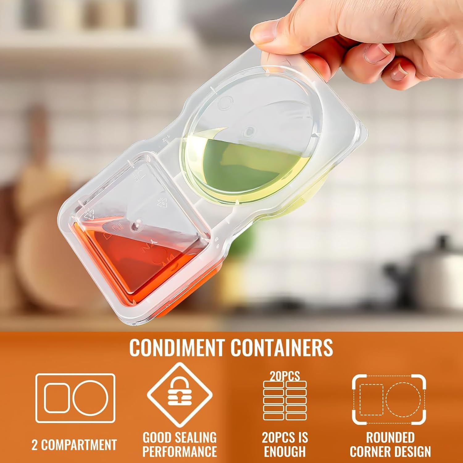 40Pcs Reusable Snack Packs,Condiment Container with Lids，Snack Pack Container,Double Compartment Transparent Salad Dressing Container,Sauce Container for To-Go Sauce, Sampling, Travel Snack image number 5