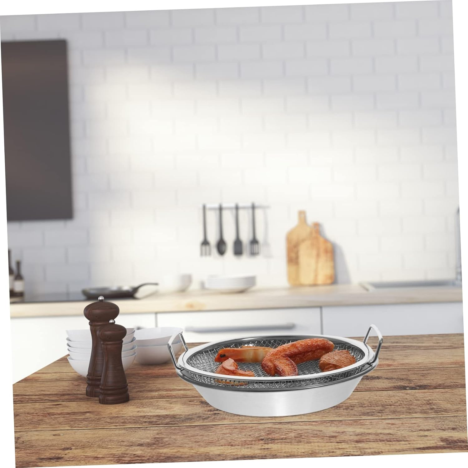 CIYODO Fried Foods Plate Drain Rack Snack Storage Tray Stainless Steel Food Holder Barbecue Plate image number 2