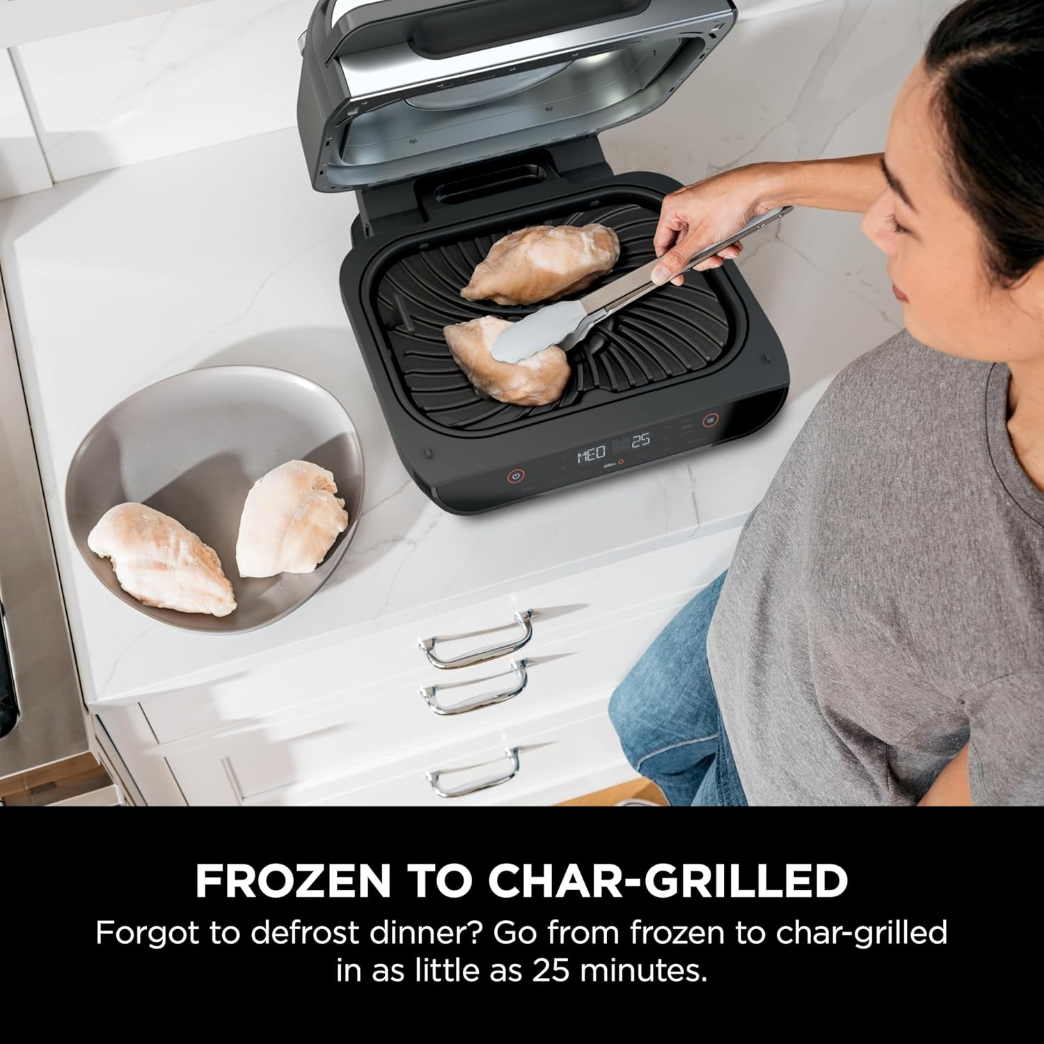 Ninja Foodi Smart XL Grill and Air Fryer, Black/Stainless Steel (AG551) image number 1