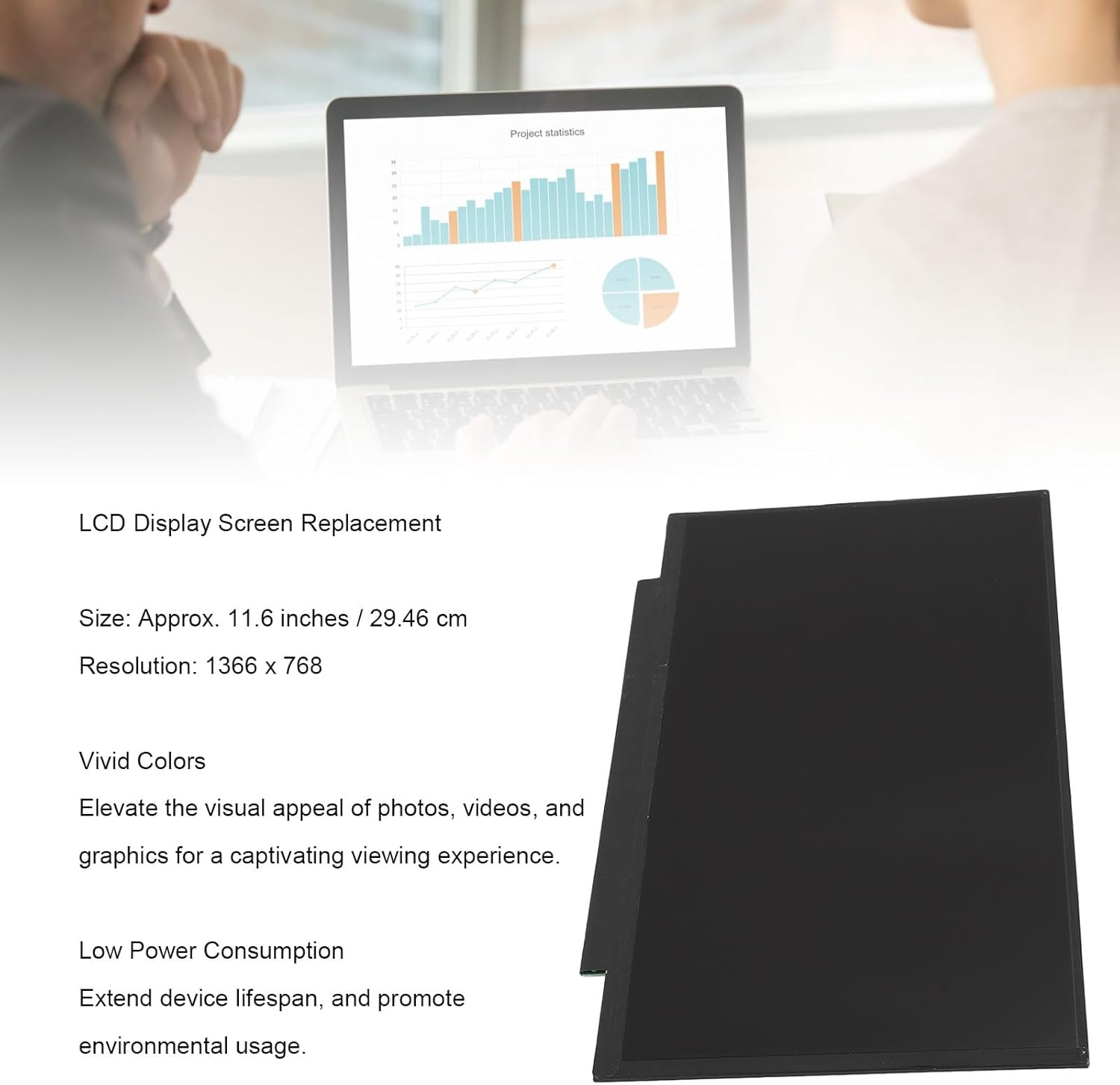 11.6 Inch LCD Display Screen Replacement 1366 X 768 HD Vivid Color, Energy Saving, for Multimedia Applications and Long Term Use image number 3