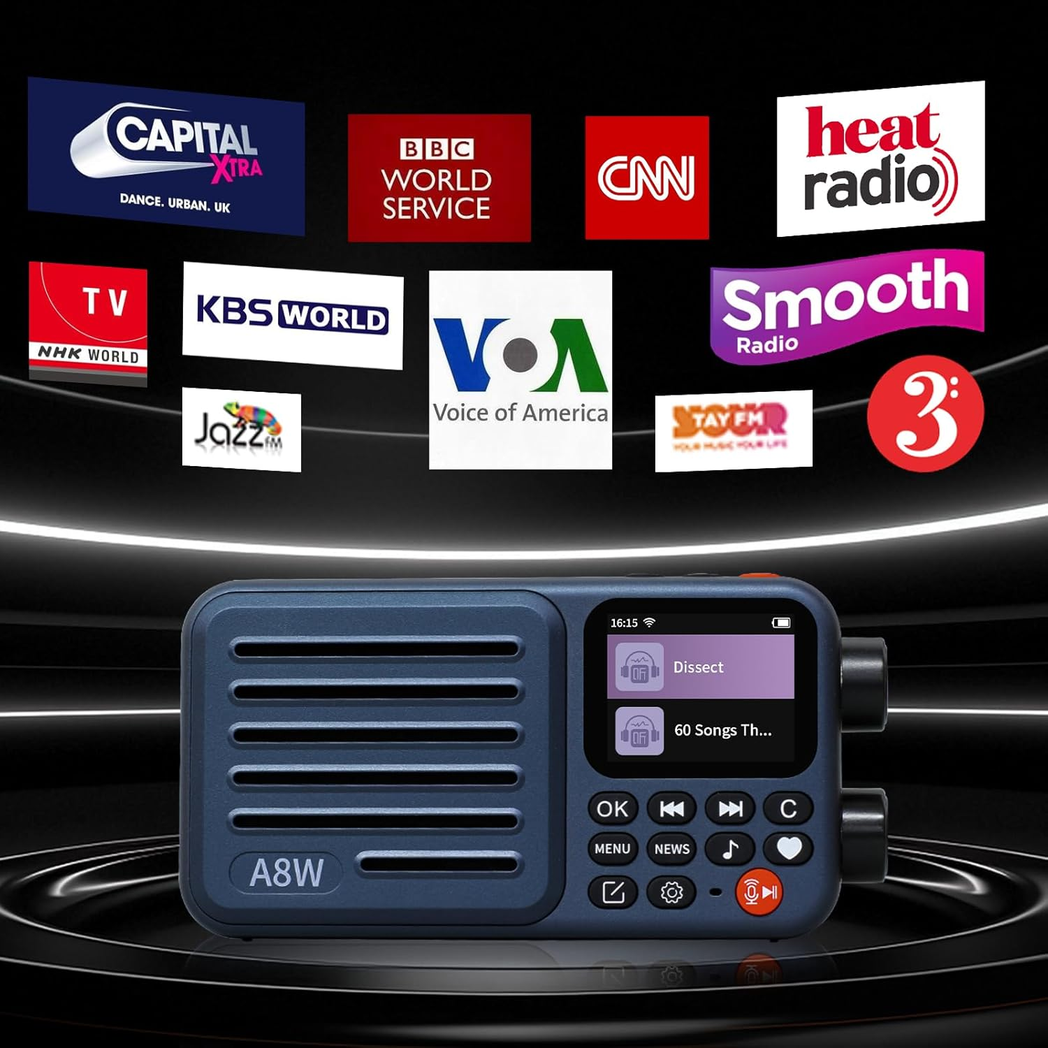 Choyong A8W Portable Smart Internet Radio Receiver WIFI/4G Radio Speaker with Fm,Micro-Sd Card,All World Radios,For Home with Wifi,Digital Radio,Choyoung image number 2