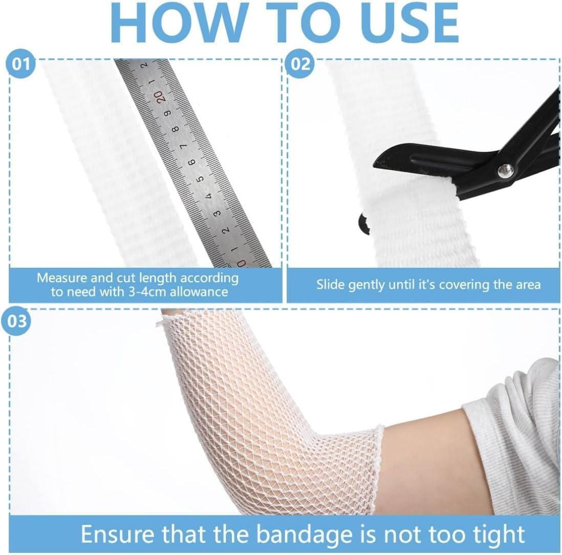 Elastic Net Dressing Breathable Tubular Stretch Gauze, 1 Roll Wound Dressing Elastic Mesh Nets, Tubular Bandage Gauze Sleeve Tubular Net for Arms and Lower Legs image number 2