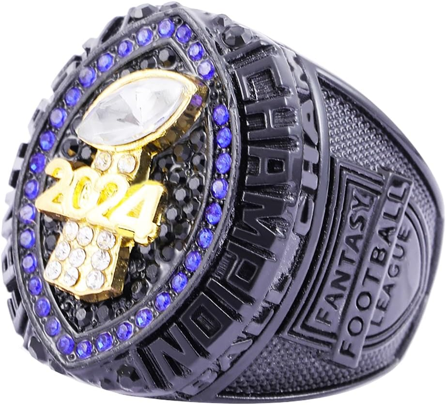 Noblehead 2024 Fantasy Football Ring | Heavy FFL Champion Ring | Gold Silver Tone Plated Award Trophy for Fantasy Football League Winner image number 2