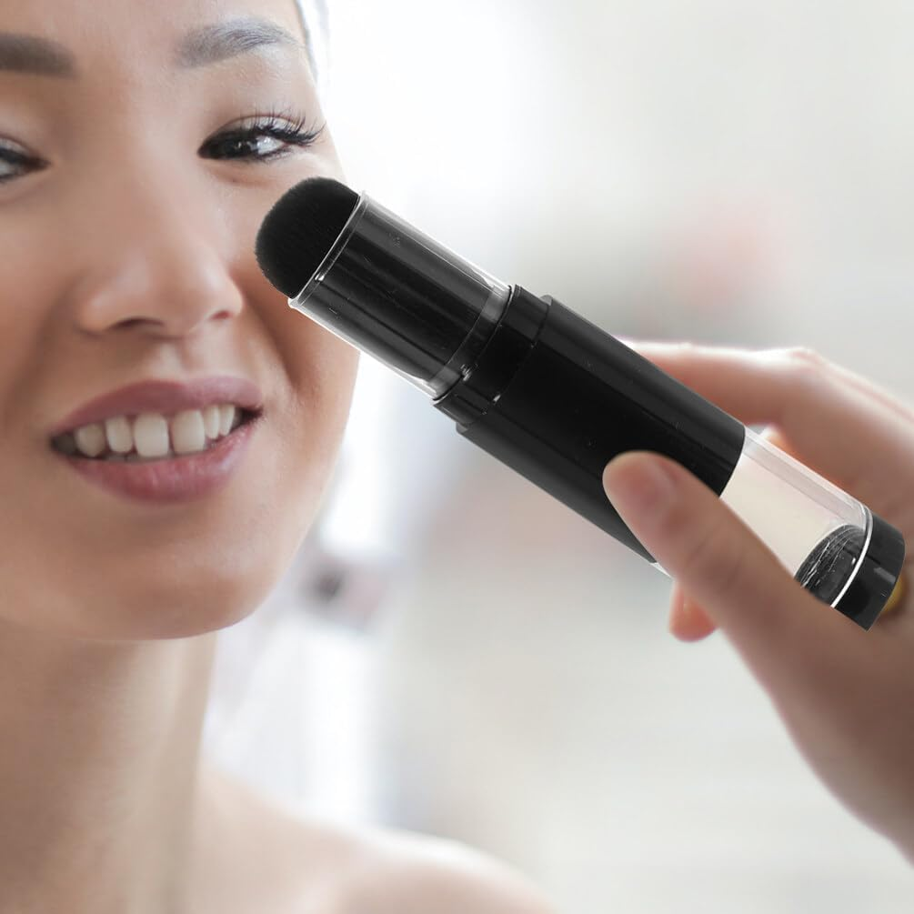 Beavorty Retractable Makeup Brush 2Pcs Brush Blush Brush Portable Powder Brushes Foundation Blending Brush with Refillable Bottle Jar for Powder Cosmetics A