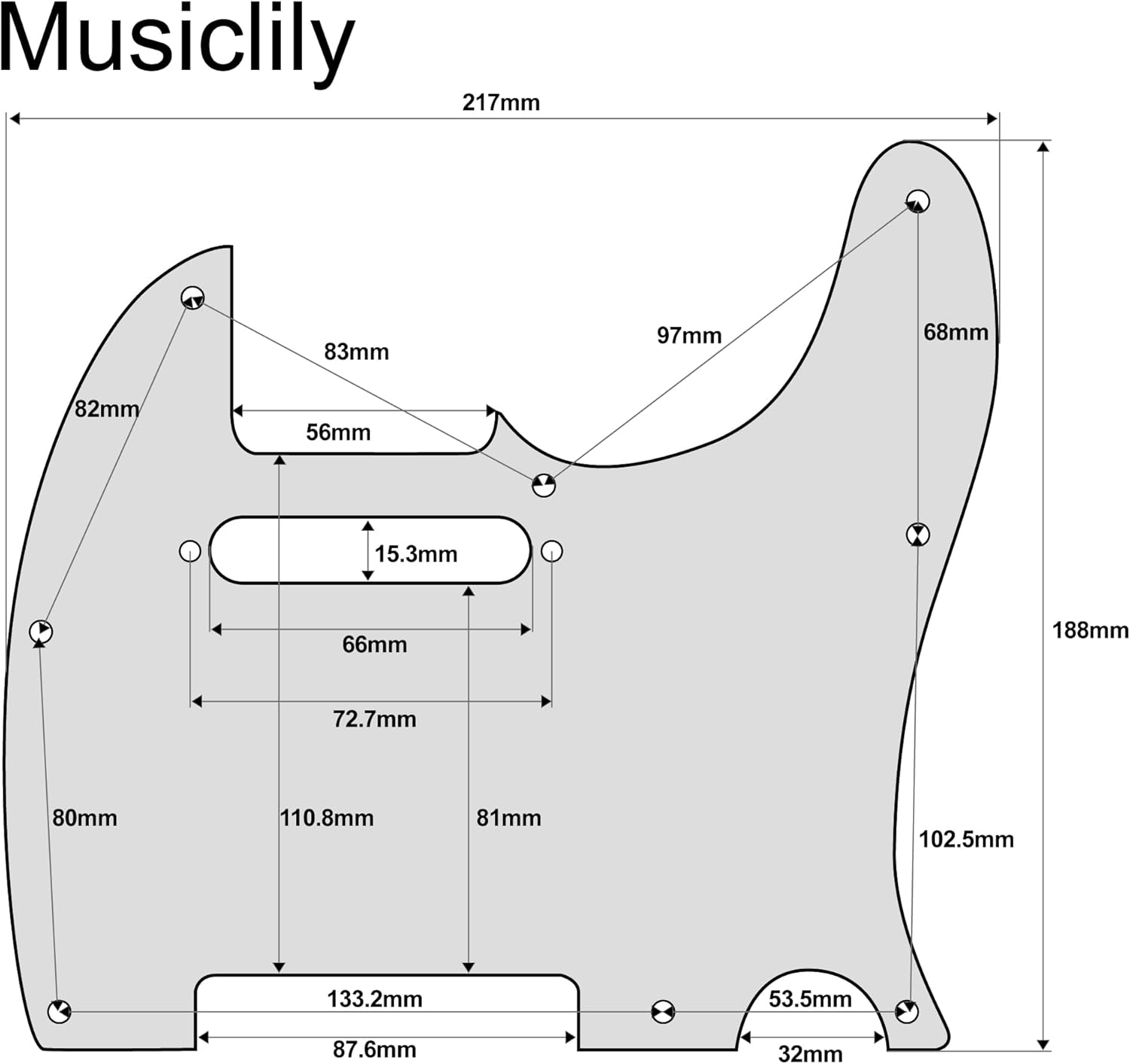 Musiclily Pro 8 Holes Aluminum Telecaster Pickguard for American/Mexican Fender Standard Tele Style Electric Guitar, Gold Anodized image number 1