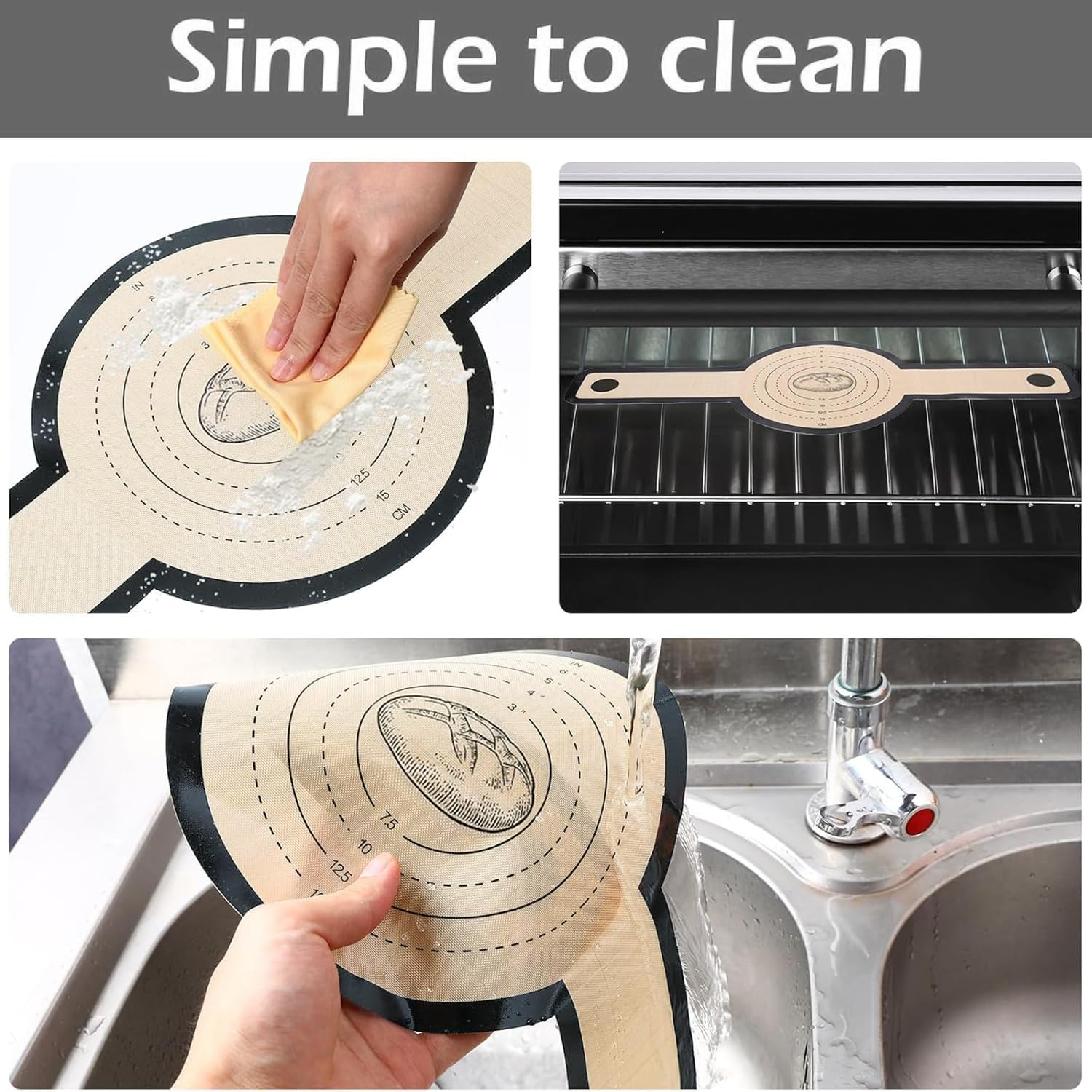 2PCS Silicone Bread Sling Oval and round for Dutch Oven, Silicone Bread Baking Mat with Extra Long Handles for Sourdough Transfer, Nonstick＆Reusable Bread Baking Mat, Gray image number 1