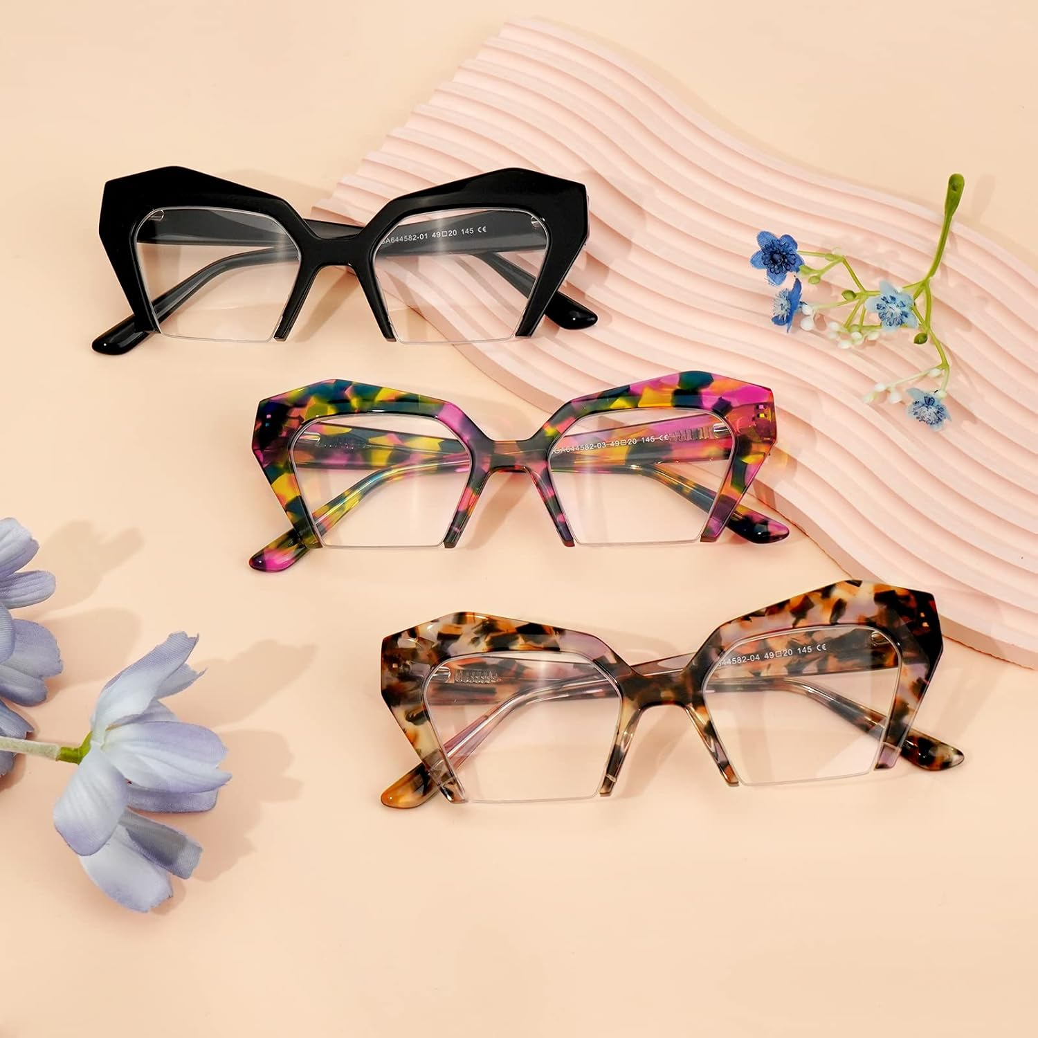 VOOGLAM Thick Oversized Cat Eye Blue Light Blocking Glasses, Fashion Eye Glasses Frame for Women anti Eyestrain & UV Aeneas - Clear Blue Light Blocking Lens, Red image number 7