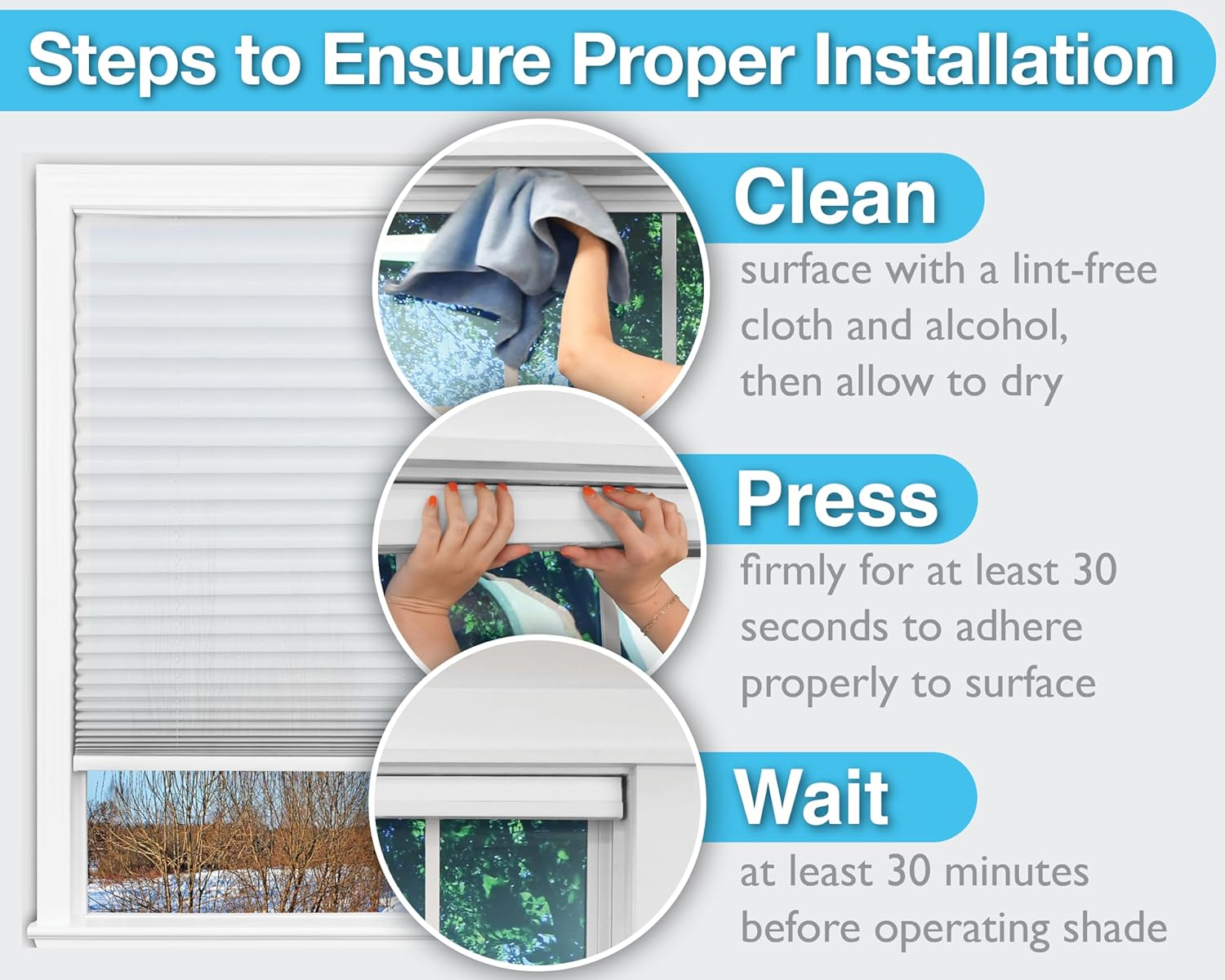 Easy Lift Trim-At-Home Cordless Cellular Light Filtering Fabric Shade White, 30 in X 64 In, (Fits Windows 19"- 30") image number 2