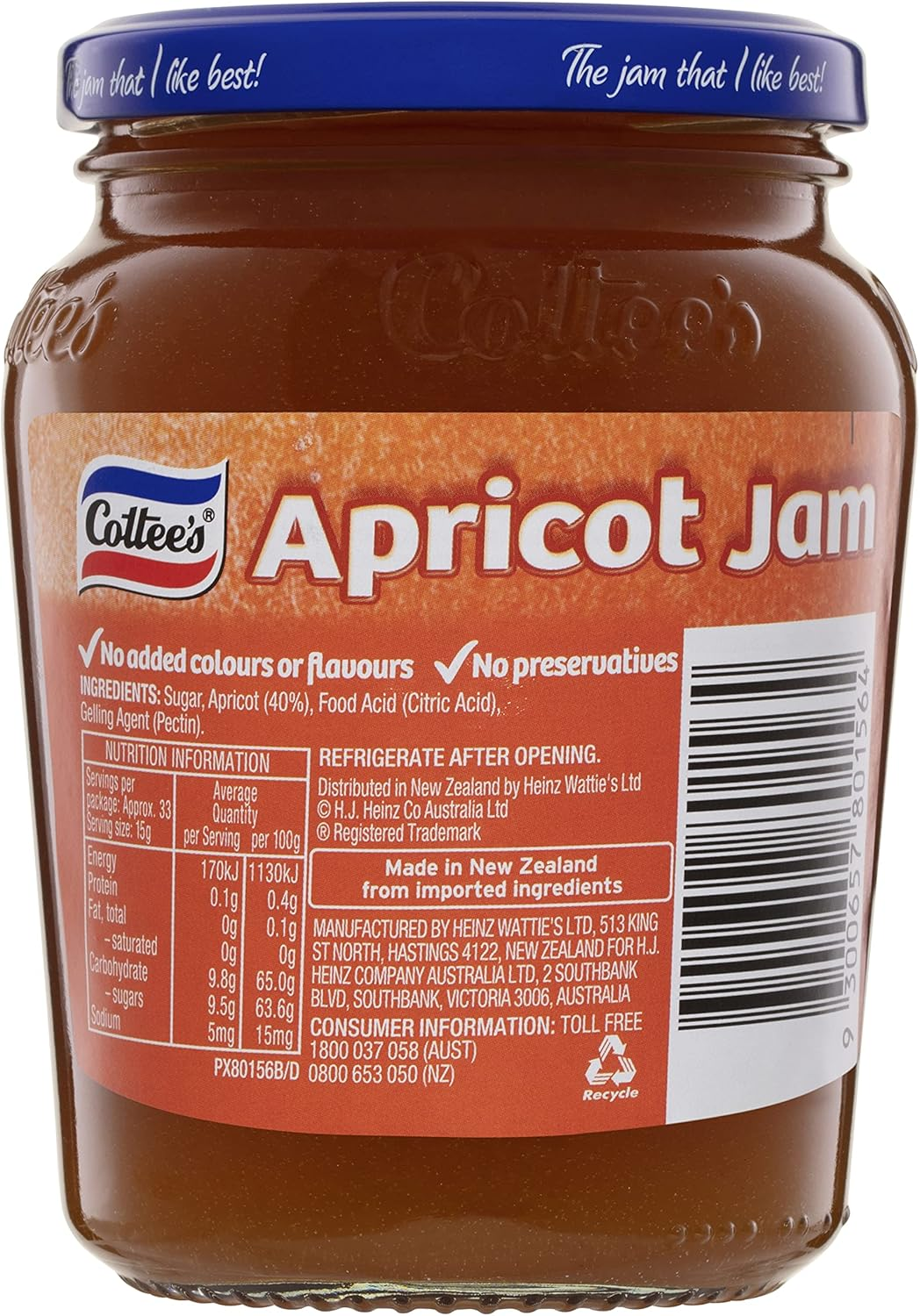 Cottee'S Apricot Jam Breakfast Spread 500G image number 3