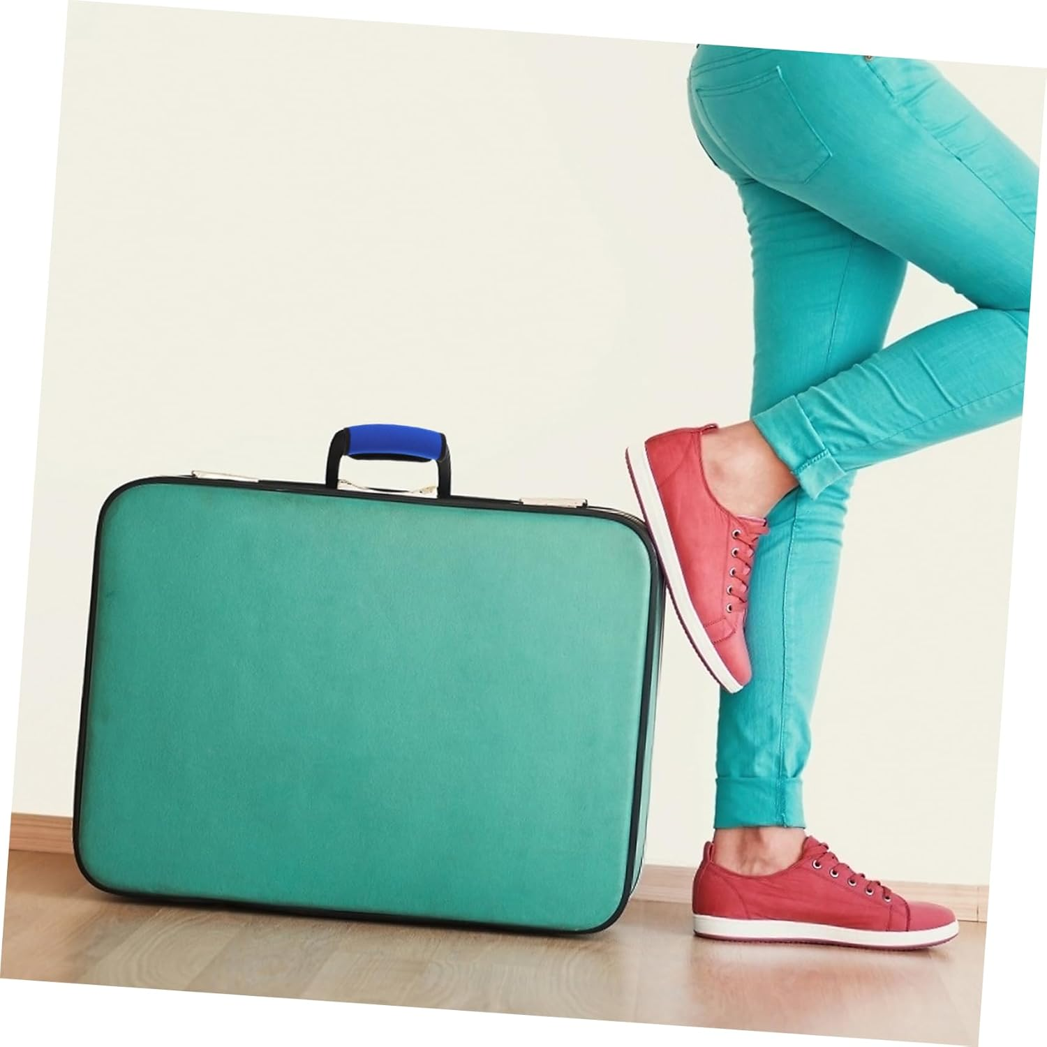 LALADEFIEE 2Pcs Neoprene Luggage Handle Wraps Travel Identifiers Markers Durable Protection for Suitcases Easy Installation Grey Blue Colors image number 3