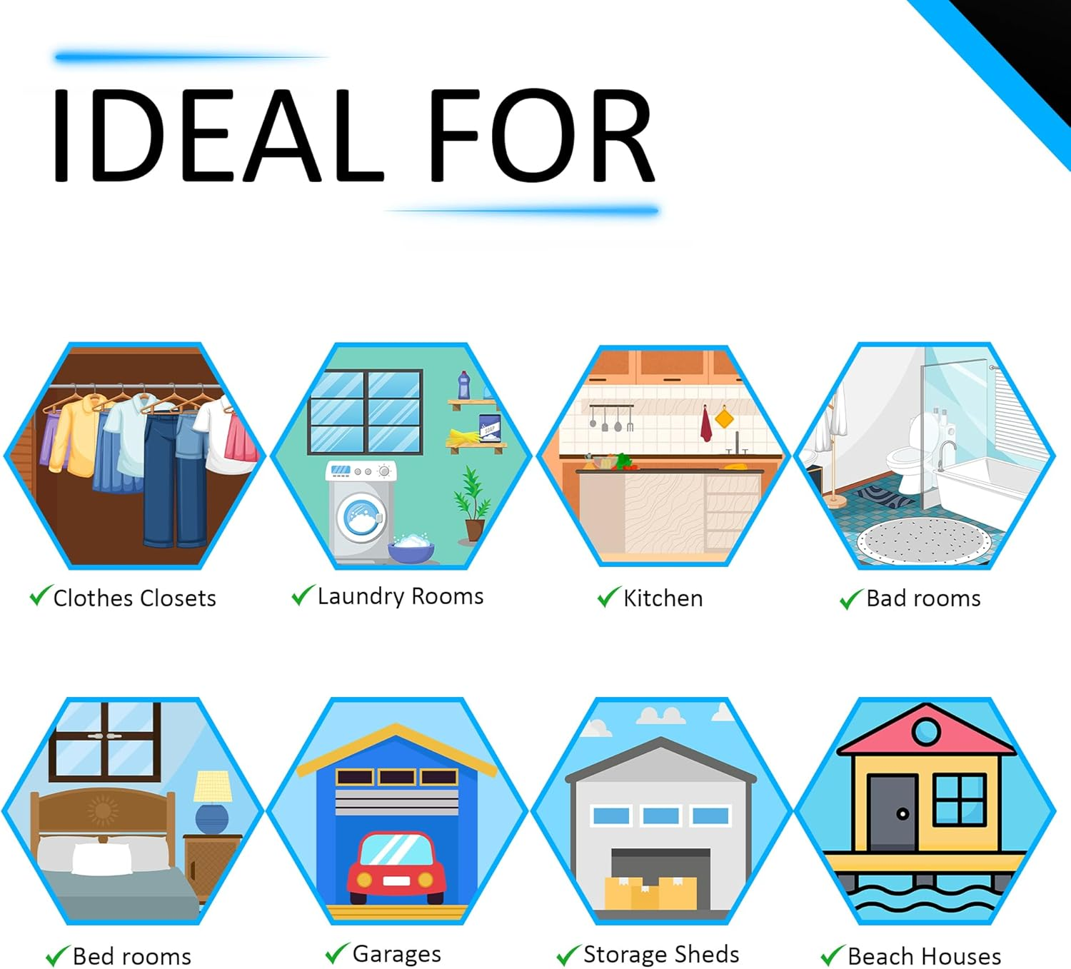 Arovec Moisture Absorber Dehumidifier, Unscented 8 Packs Portable for Wardrobes and Closets, Kitchen, Bathrooms, Laundry Rooms (500Ml)