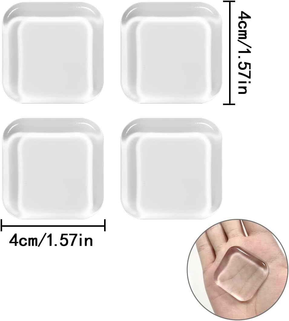 Square Self Adhesive Door Bumper, 6 Pcs 4 * 4Cm Silicone Door Wall Protector for Door Knob,Cabinet, Headboard (Transparent) image number 6