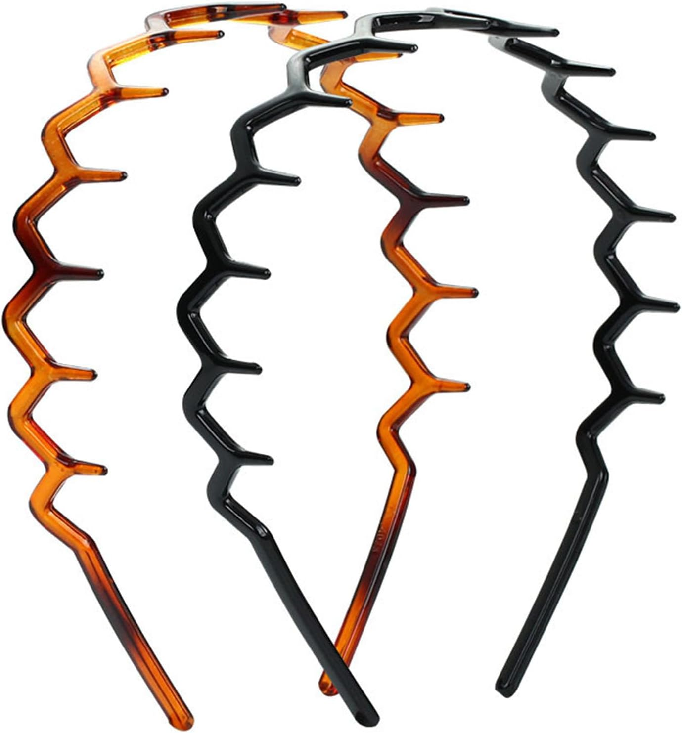 2Pcs Toothed Hair Hoop Toothed Headband, Tooth Comb Hairband Wavy Zigzag Headband Plastic Hair Hoops Zigzag Hair Band for Women Girls Fashion Hair Hoop