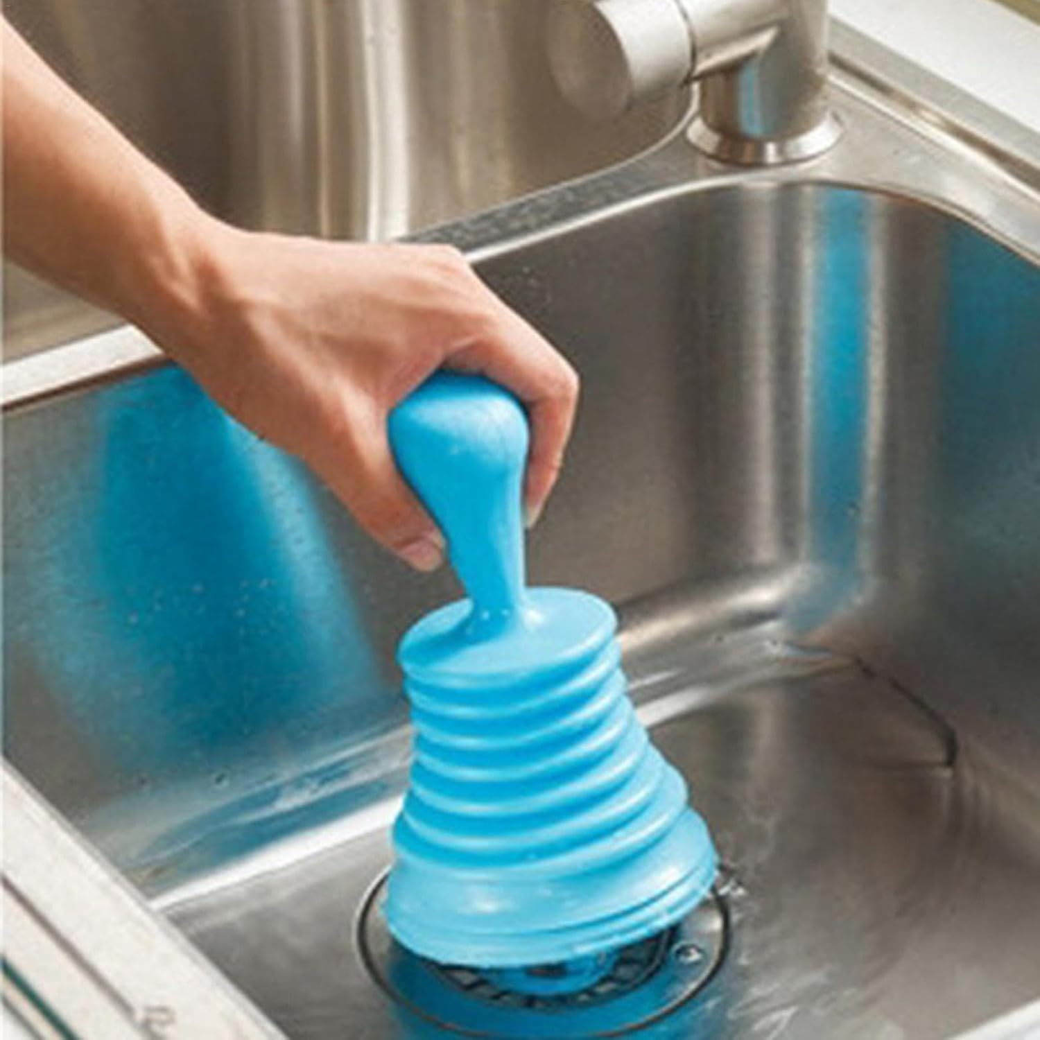 Plunger for Sink - Plunger with Ergonomic Handle,Bathroom Drain Cleaner Tool for Unclogging Slow Sinks, Tubs, and Showers, Small and Powerful - Sky Blue image number 4