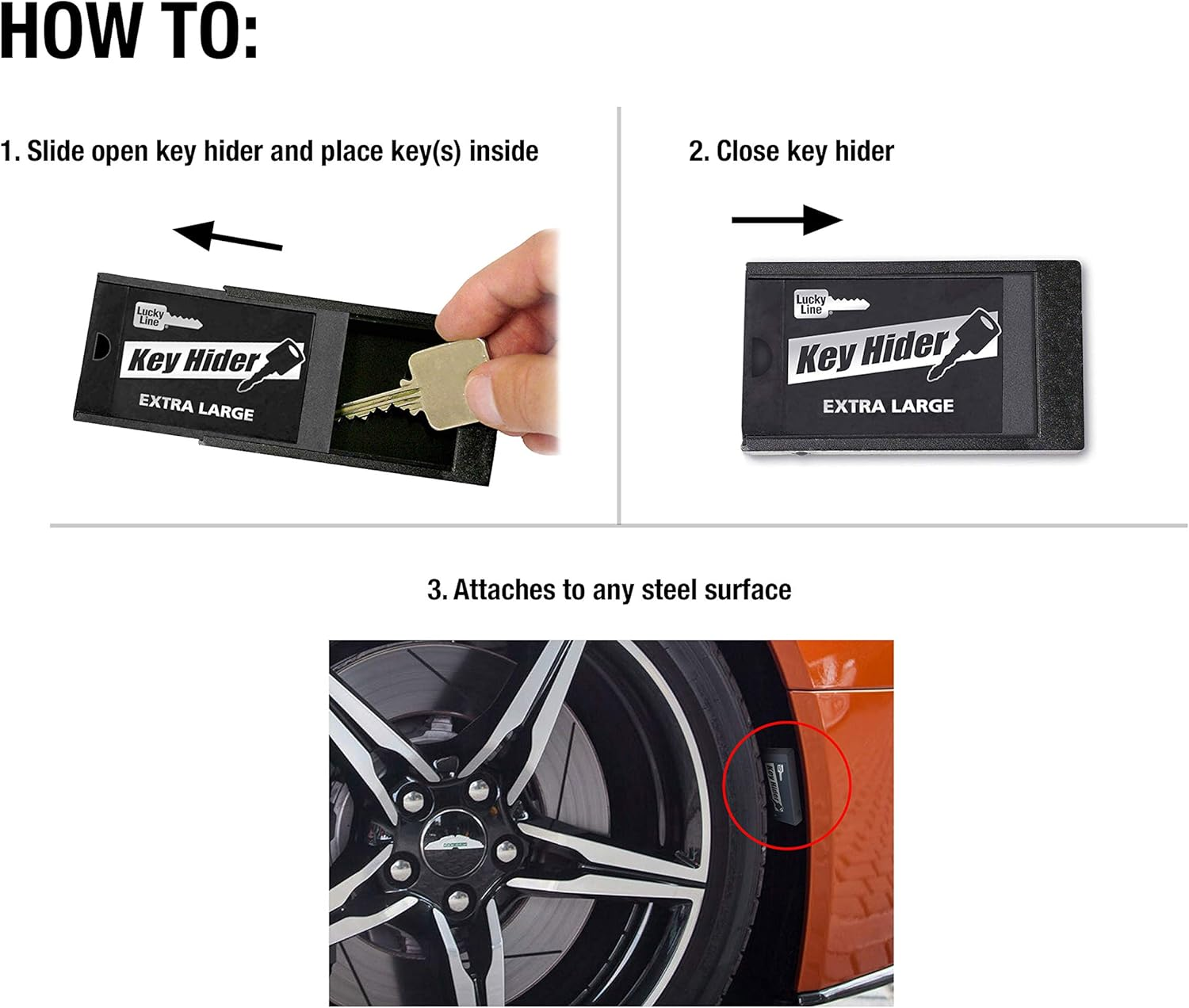 Lucky Line Extra Large Magnetic Key Hider Case Key Holder for Large Keys (9121) image number 4