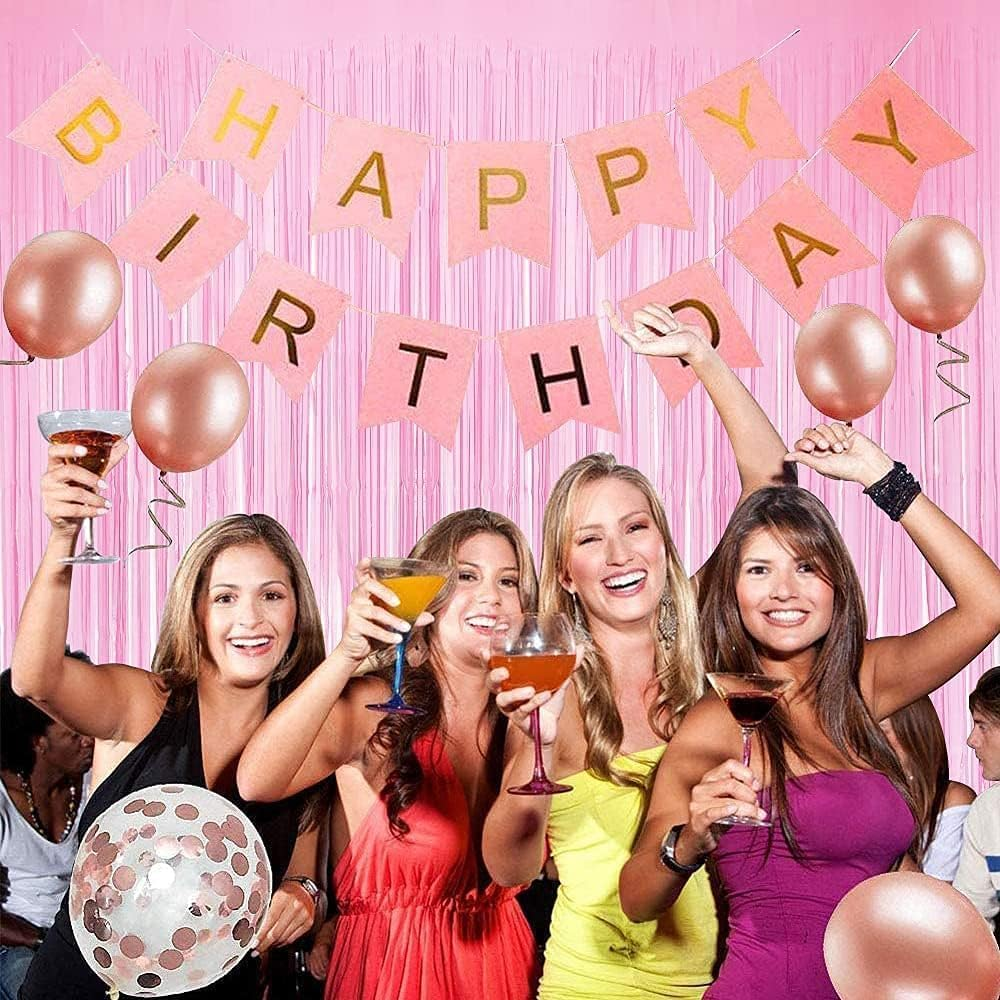 Backdrop Curtain Tinsel Streamers,4Pcs Foil Fringe Streamer Tinsel Curtains,Party Streamers Backdrop Curtains,Photo Booth Backdrop Foil Streamer for Party, Pink image number 6