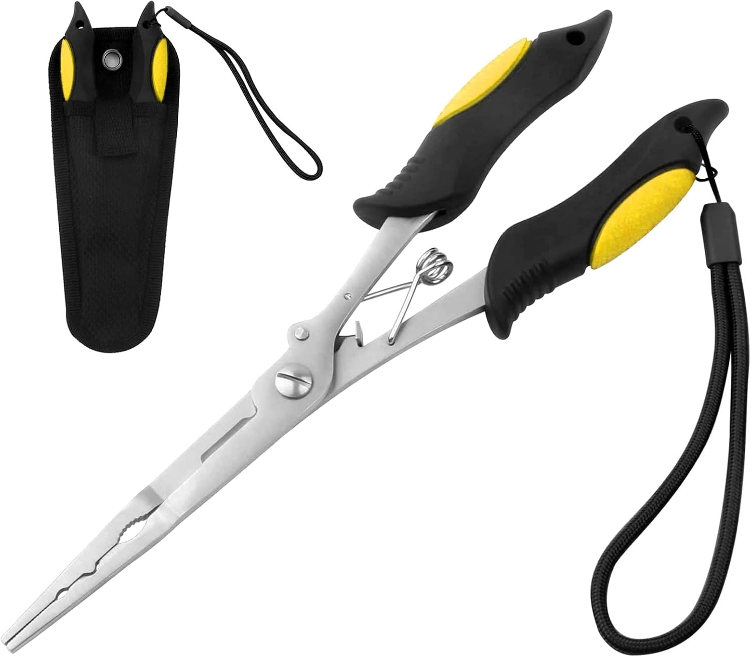 Hikary Long Nose Fishing Pliers,Ice Fishing Gear,Stainless Steel Hook Remover Braid Cutter Rustproof Fishing Multi-Tools Fishing Gripper for Freshwater Saltwater