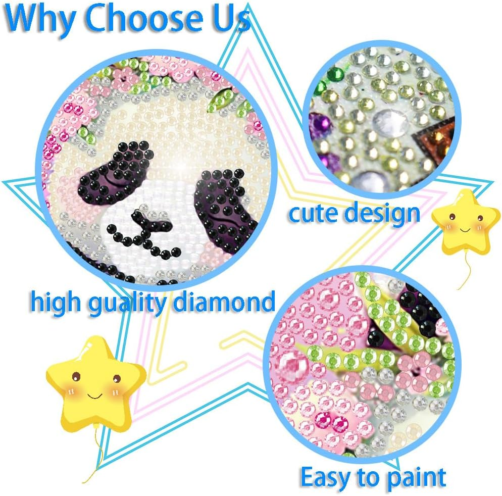 4 Packs 5D Cartoon Diamond Art Kits for Kids, Cute Animals DIY Diamond Arts Mosaic Kits for Adults Beginner, Full round Drill Gem Art for Home Wall Decor Kids Present 6X6 Inch image number 6