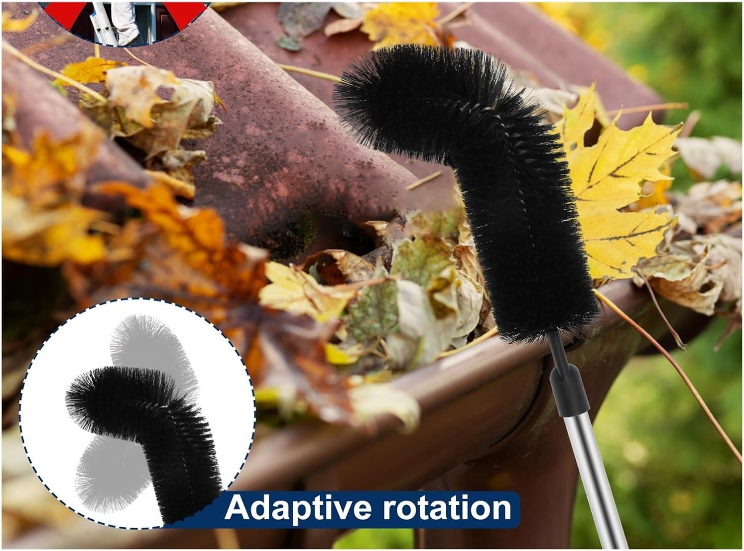 Gutter Cleaning Tool Gutter Cleaning Brush with Removable Pole Efficient Cleaning Gutter Guard Cleaner Tools for Leaves image number 3