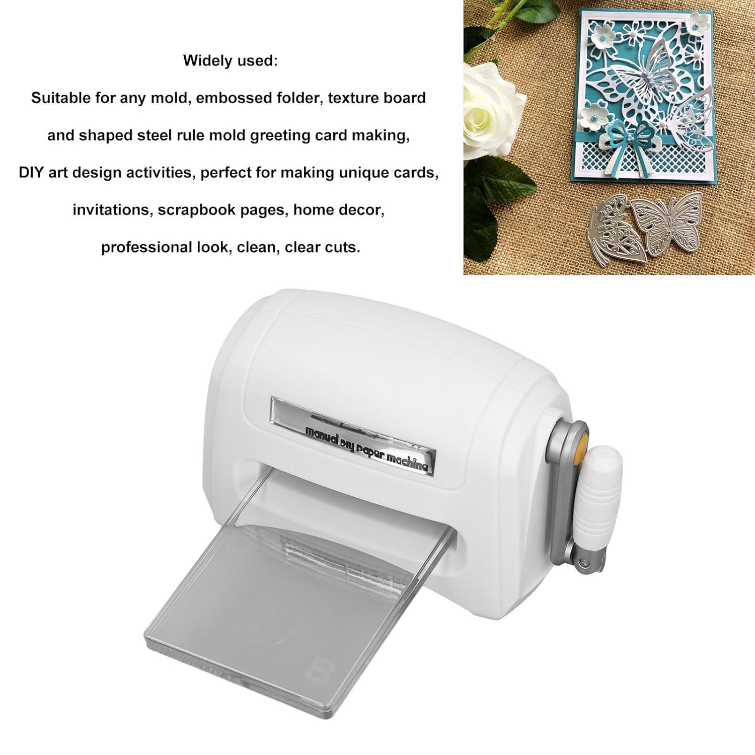 Die Cutting and Embossing Machine, Mini Manual Die Cut Machine Portable Card Making and Scrapbooking Supplies Tools with Backing Boards for Crafting and Scrapbooking image number 5