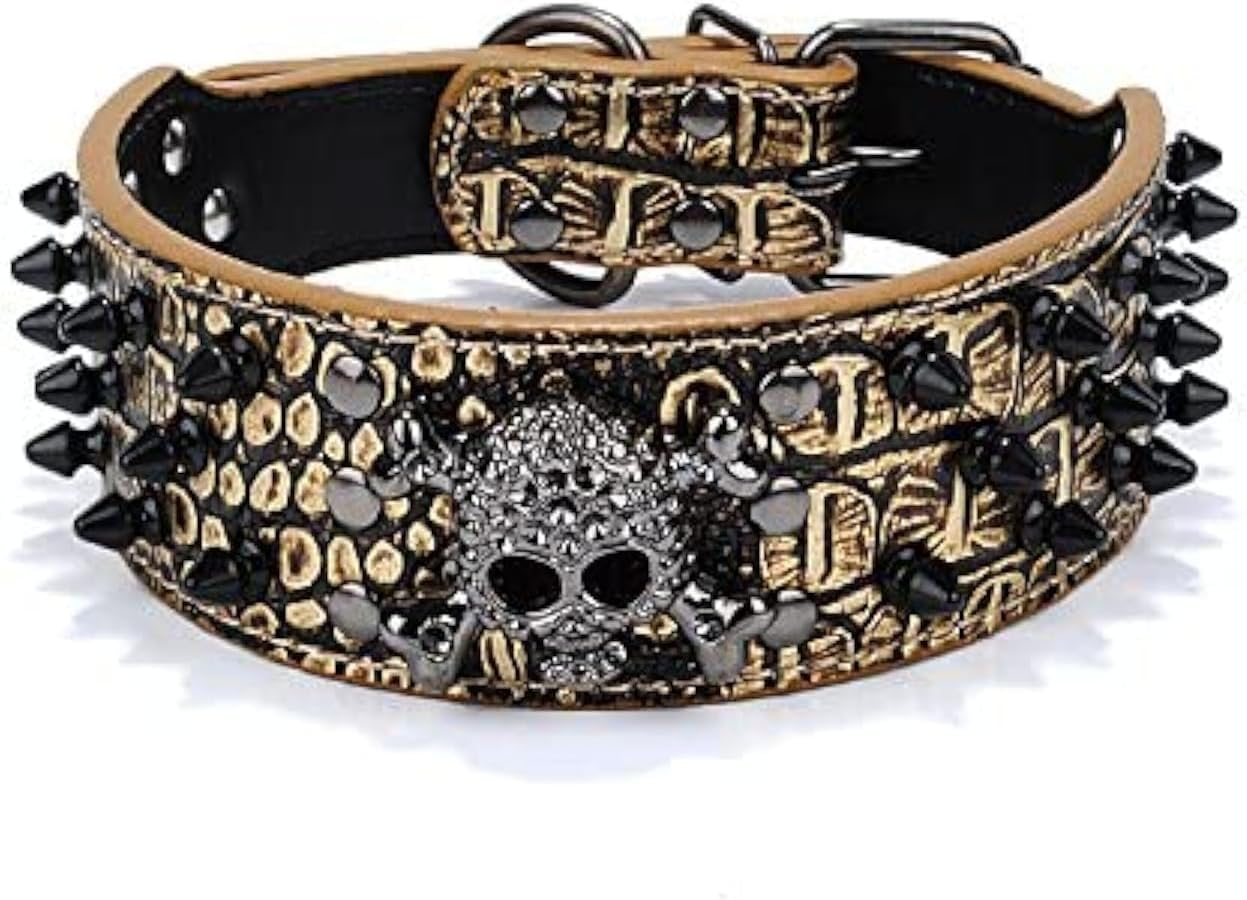 Haoyueer Sharp Spiked Studded Dog Collar 2 Inch Width Stylish Leather Dog Collars for Medium & Large Dogs Pitbull,Labrador,Boxer Rottweiler German Shepherd &hellip; (M, Pink Leopard-3) image number 6