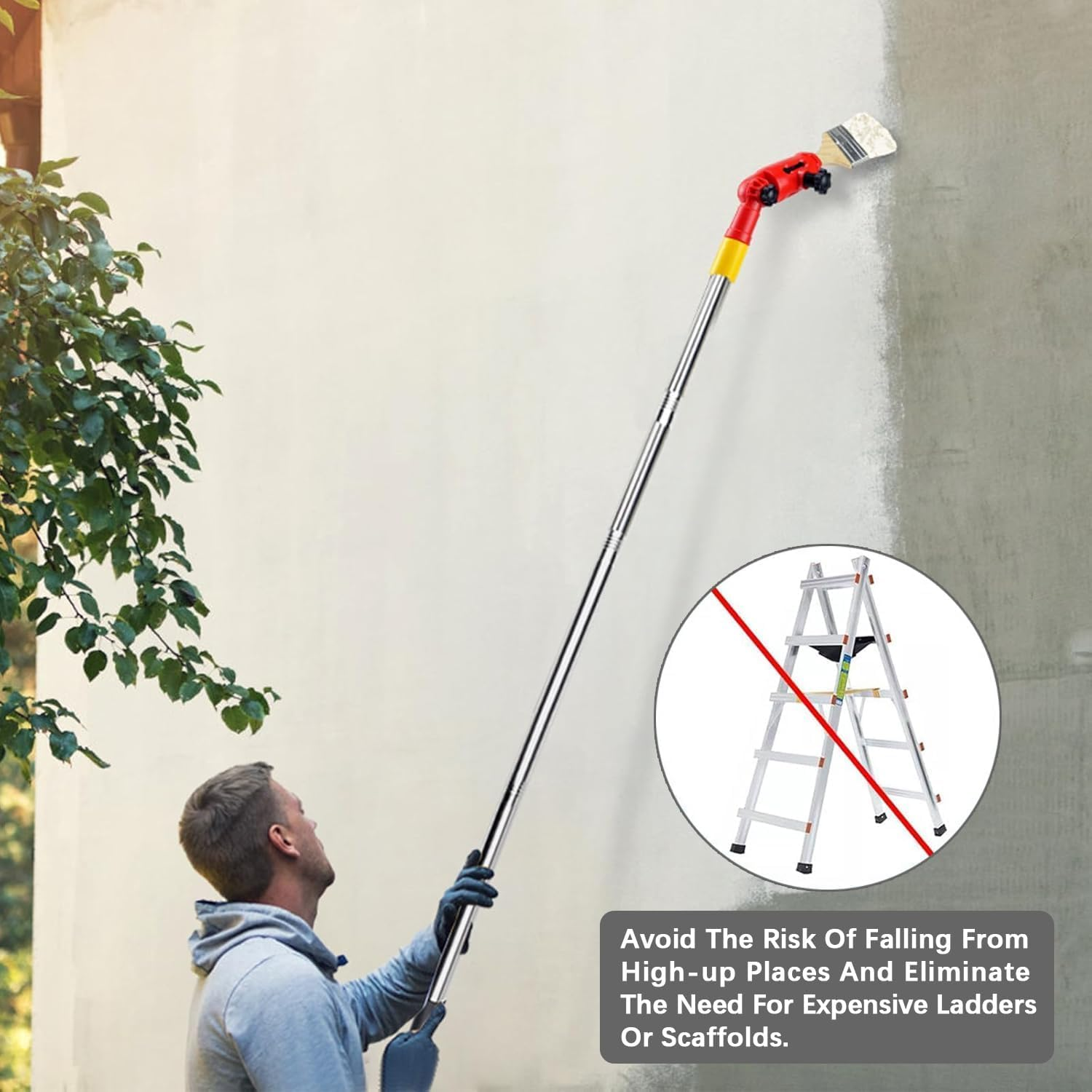 Multi-Angle Paint Brush Extender,Rotating Head Extension Pole Attachments for High Ceilings,Corners, Edges and Corner Painting Tool image number 4