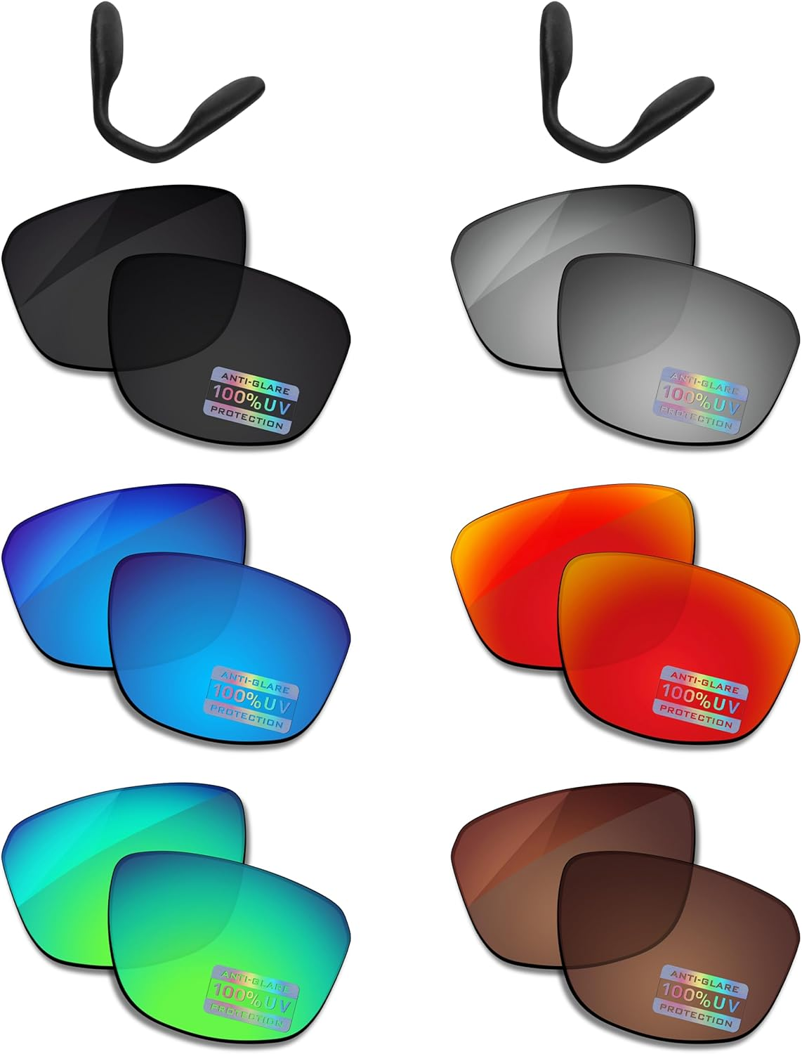 Bowyer 6 Pairs POLARIZED Replacement Lenses & Nosepads for Oakley Split Shot OO9416 Sunglasses - Black + Titanium Mirror + Surf Blue Mirror + Fire Red Mirror + Jade Green Mirror + Brown image number 3