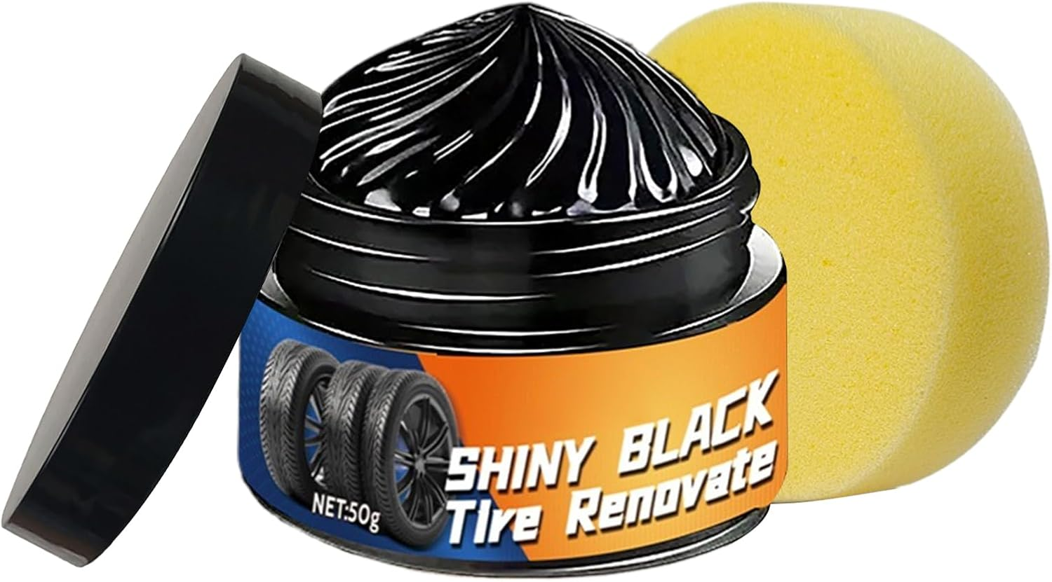 Gupcaqosjw Tire Paste - Tyre Dressing Rim Care Wax,50G Sponge Included Automotive Maintenance Restorer for Caravan Truck Garage Commuting Road Trip Minivan image number 3
