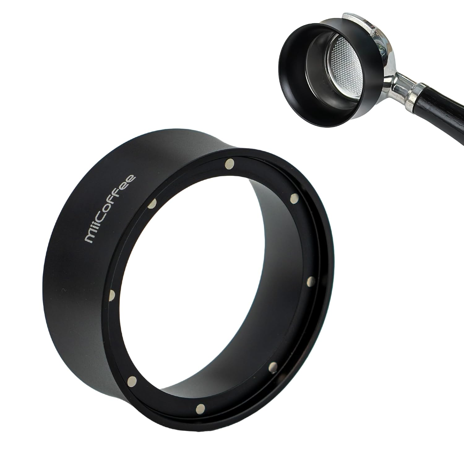 Miicoffee 58Mm Magnetic Dosing Funnel - Espresso Coffee Dosing Ring - Anodized Aluminum with 8 Magnetized Steel Compatible with 58Mm Portafilter (Tall) image number 5
