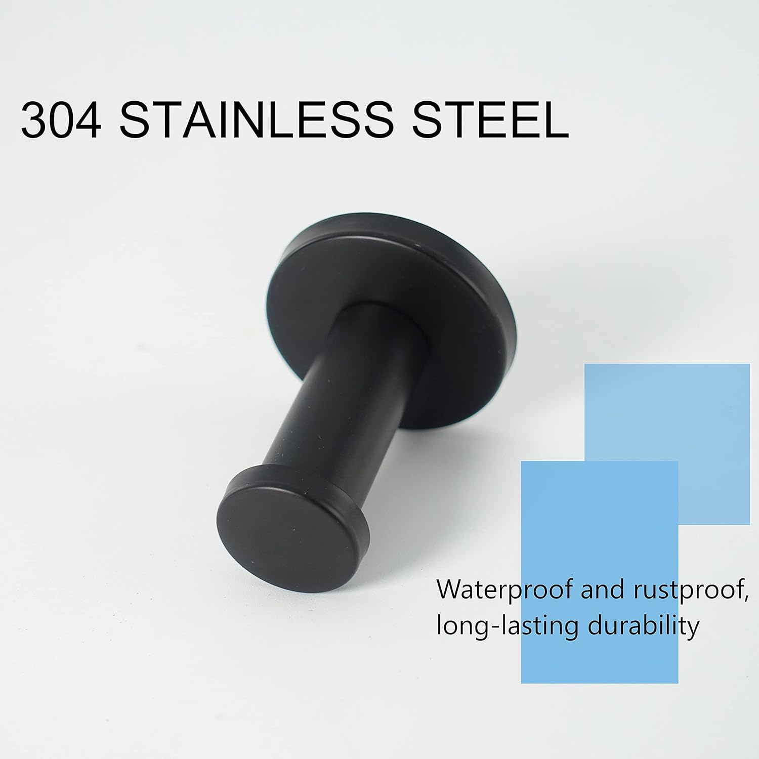 Vanloory Bathroom Towel Hooks, 6 Pack round Coat Hooks, Sturdy Wall Mounted Robe Hook, SUS 304 Stainless Steel Heavy Duty Clothes Hanger, Wall Towel Hooks for Bathroom Bedroom Kitchen (Black) image number 3