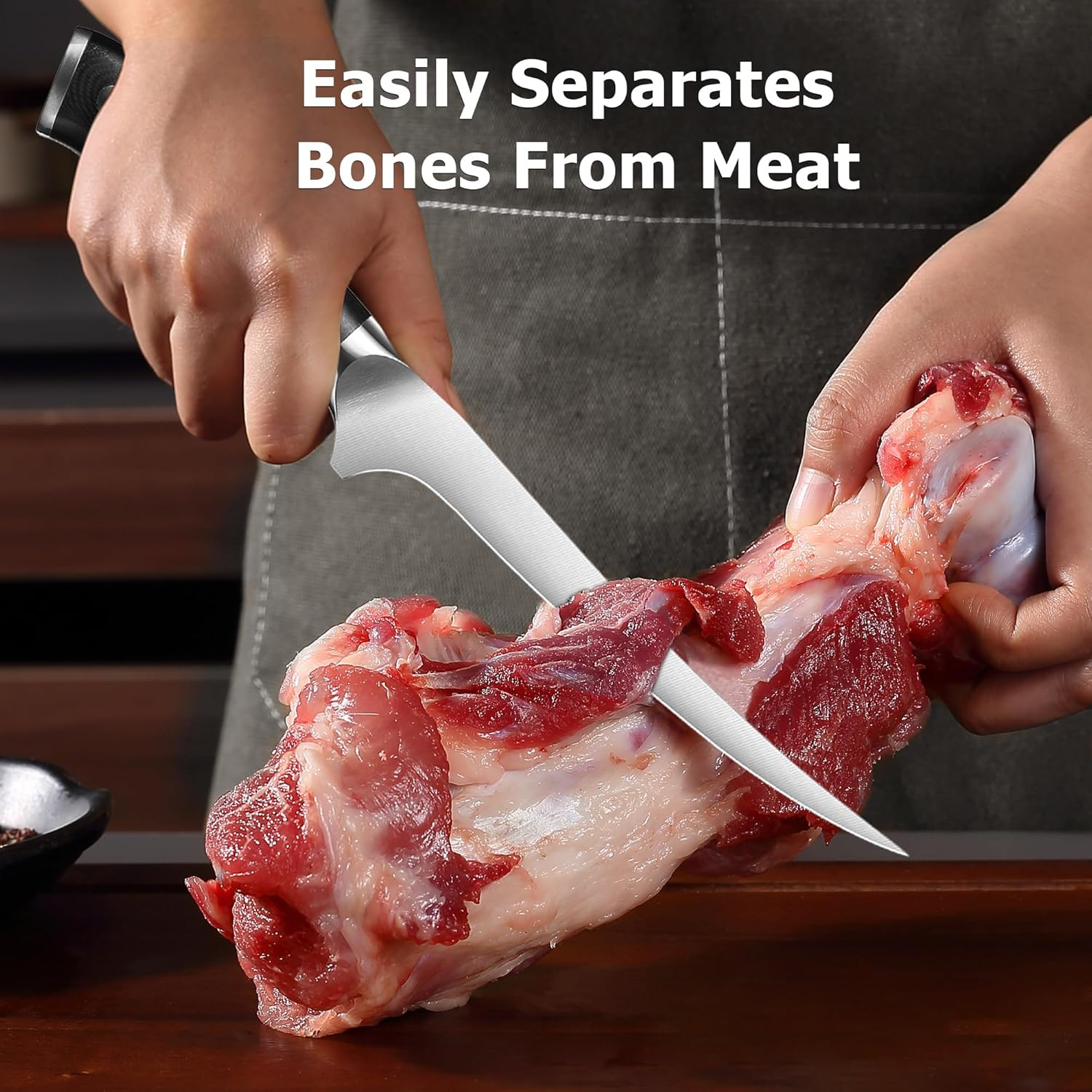 PAUDIN Filleting Knife,High Carbon German Steel Heavy Duty Chinese Chef Knife with G10 Handle, Full Tang Butcher Knife image number 5