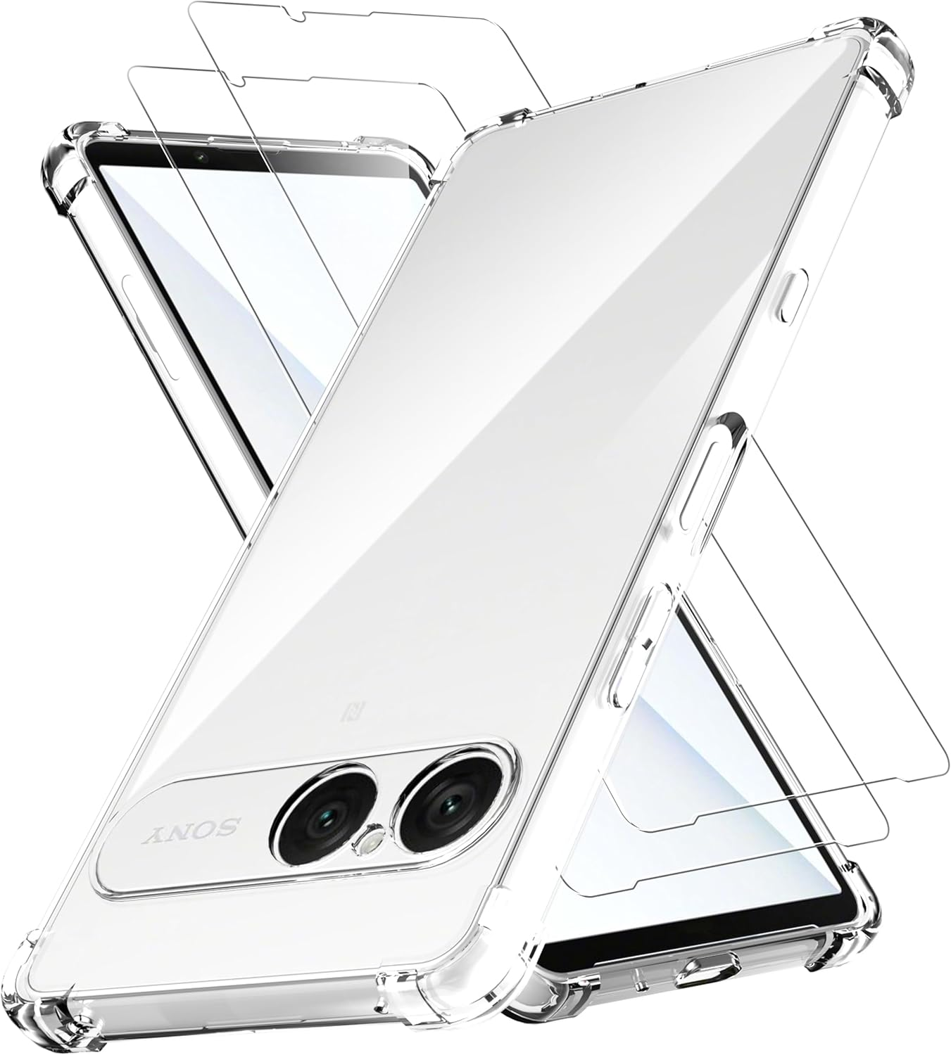 Anoowkoa Case for Sony Xperia 10 VII with 2 Pack Screen Protectors, TPU and PC Hybrid Acrylic Slim Phone Case,Never Yellow Ultra Clear Crystal Protective Hard Back Cover,Shockproof Case image number 2