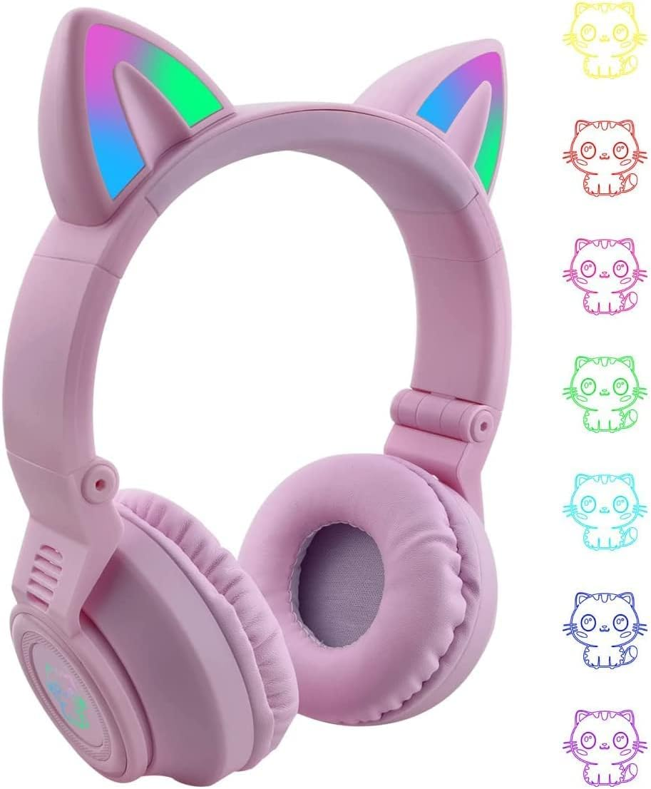 Hisonic Children'S Bluetooth Unicorn Headphones with Colourful Lights for Children from 3 Years (Purple) image number 6