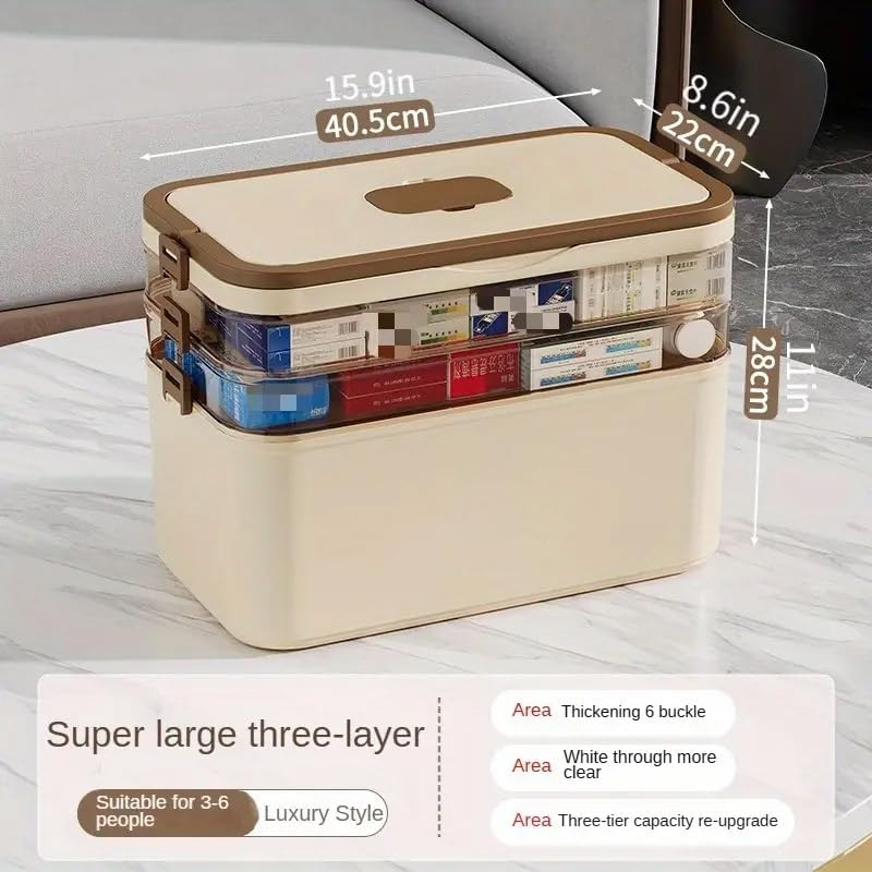 AIMALL Large Capacity Medicine Storage Box Multi-Layer First Aid Kit with Handle image number 6