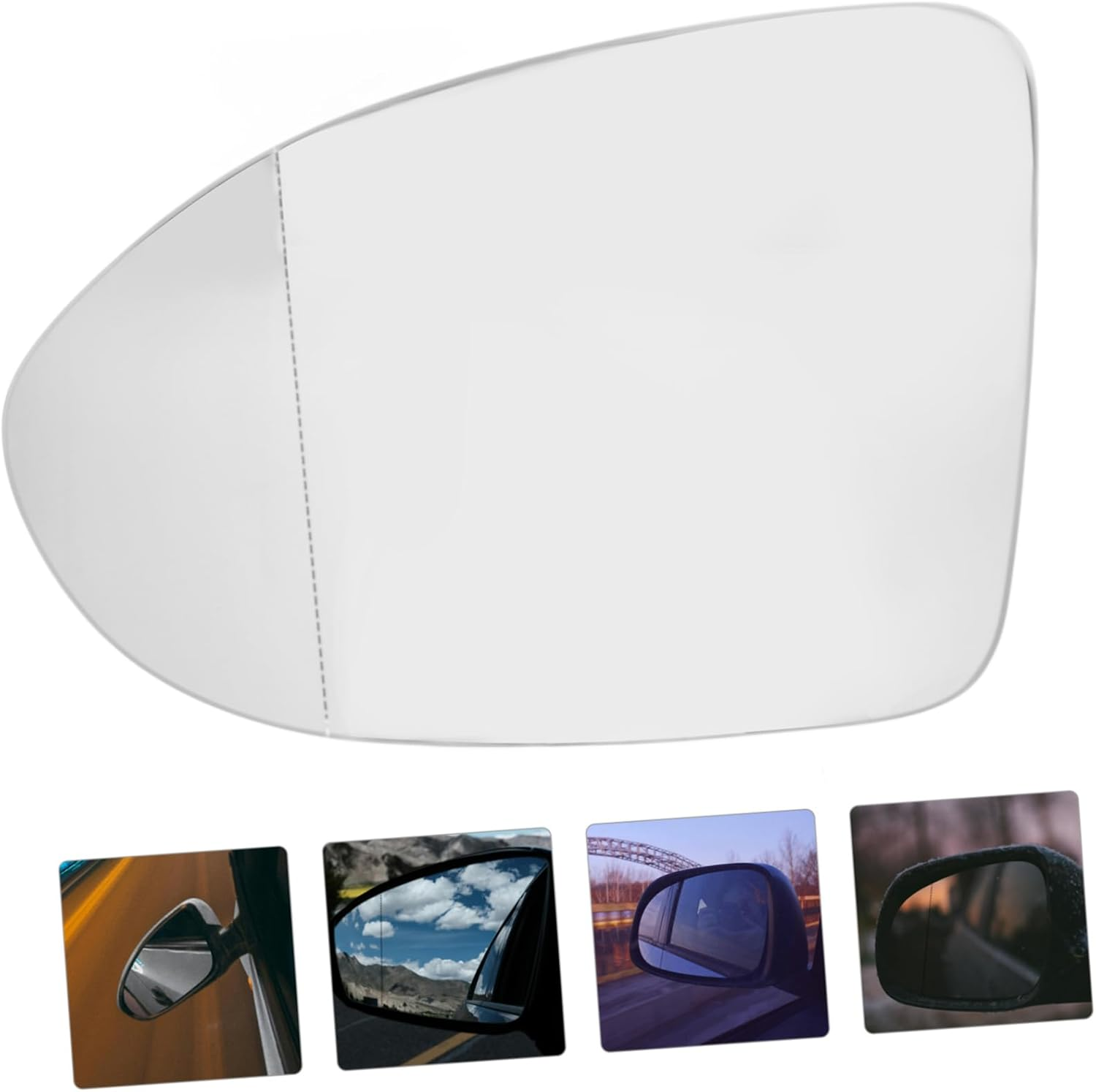 Heated Reflective Lenses for Car Side Mirror Replacement Fits Golf Enhances Rearview Visibility in Rainy Foggy Conditions