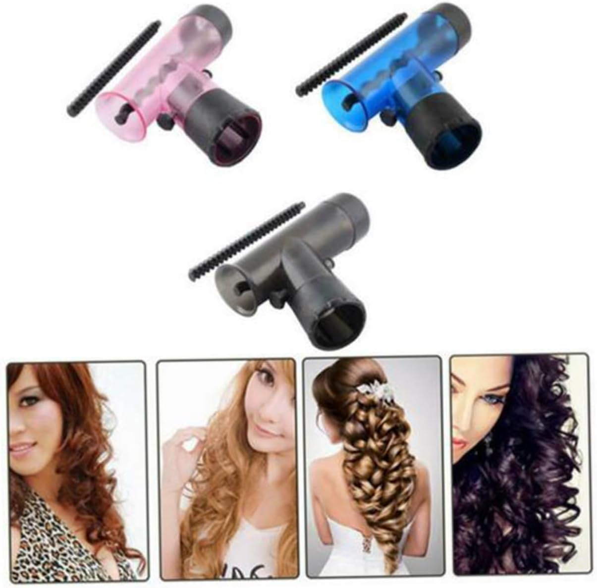 HEALEEP Portable Curly Hair Roller for Hair Dryer Nozzle High Temperature Resistant Plastic with Case at Home Barber Shop Rosy image number 2