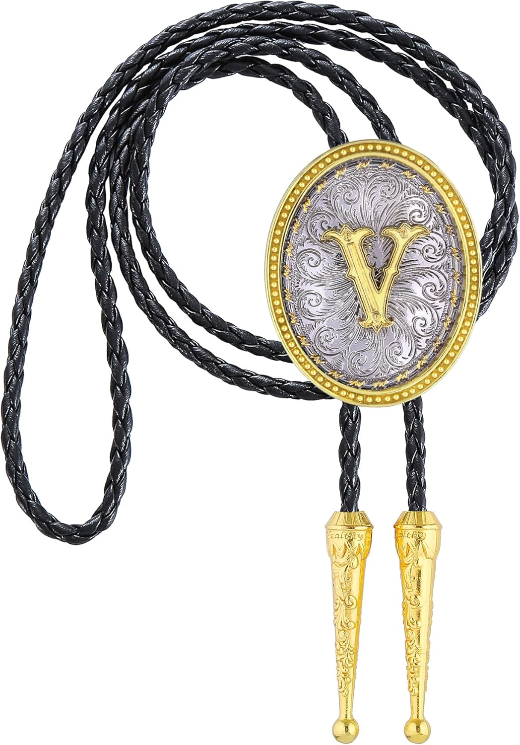 Gelconnie Western Ties for Men Gold Bolo Tie Initial Letter a to Z Native American Bola Ties Cowboy Accessories for Men Women