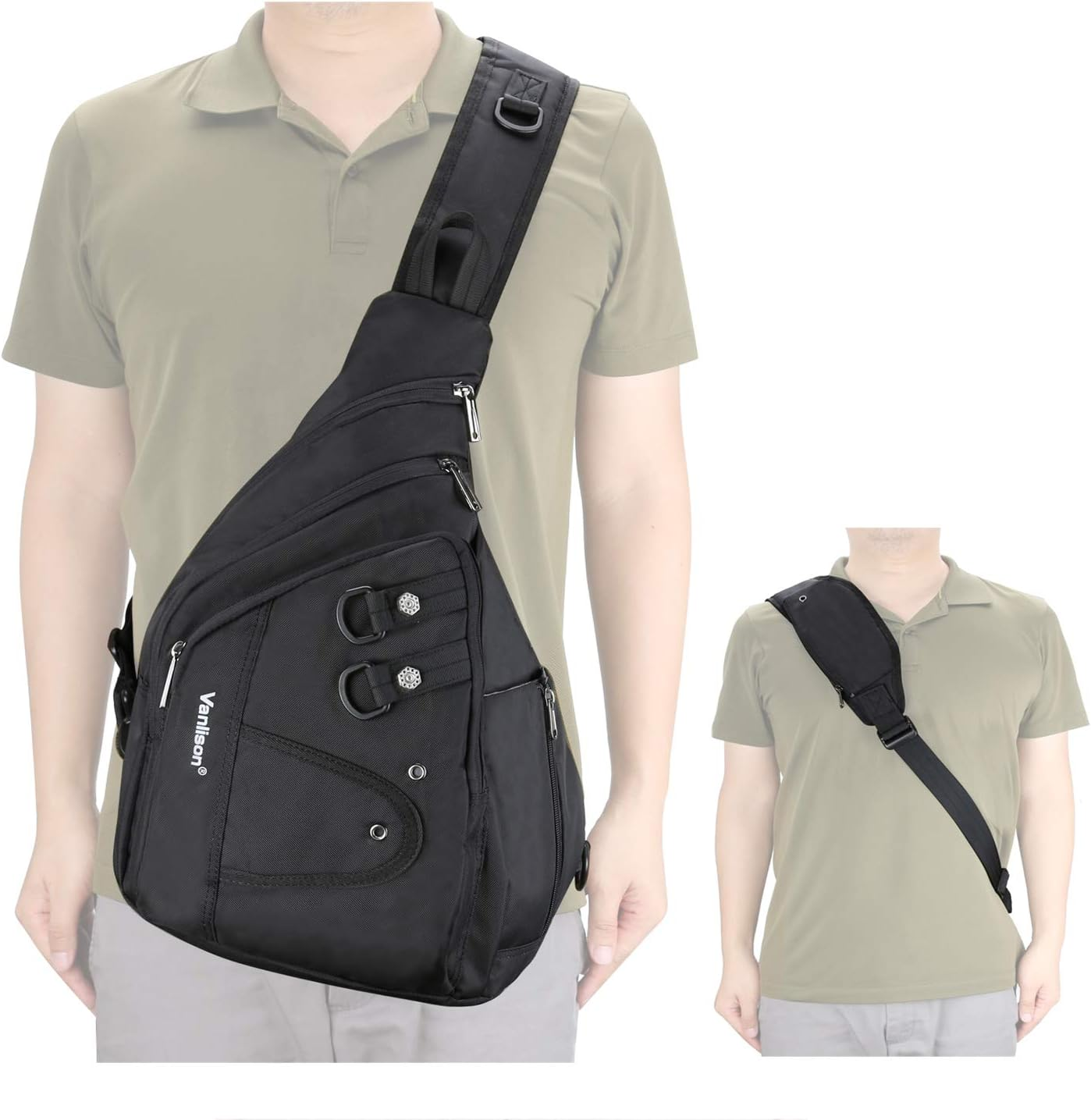 Vanlison Crossbody Sling Bag Small Backpack for Men Women Teens Bag - A-Green(Fits 10.5" Ipad) image number 5