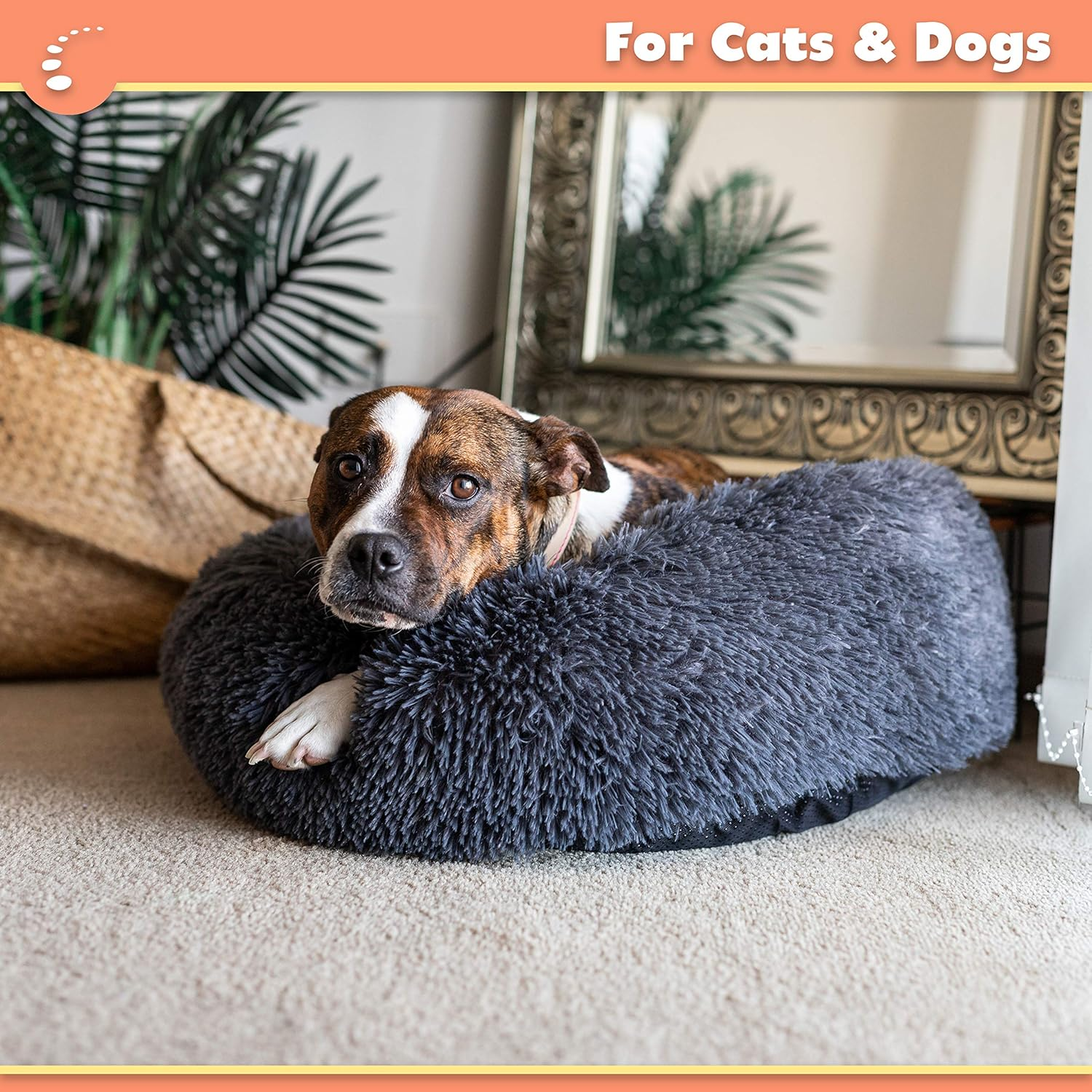 Zenify Pets Calming Dog Bed for Cats or Small Medium Dogs Puppy (70Cm, Beige Pink)&hellip; image number 3