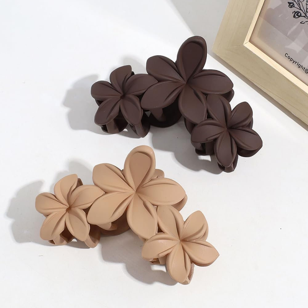 ZSPERKLA Pack of 4 Flower Hair Clips Large Hair Clips for Thick Thin Hair, Non-Slip Hair Jaw Clips Hair Styling Accessories for Women Girls image number 2