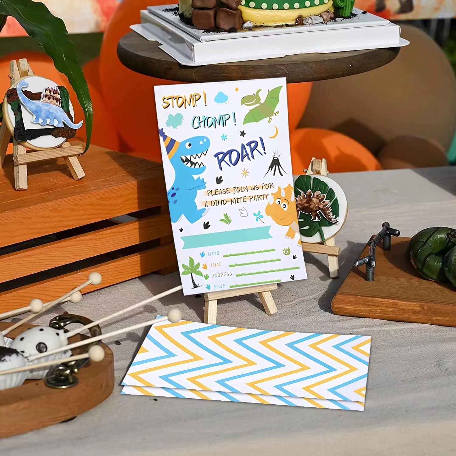 Dinosaur Party Invitation Cards -10 Sets Fill-In Invitations with Envelopes Dino Party Supplies for Boys Birthday Invites Double-Sided Printed Eco-Friendly T-Rex Cards image number 6