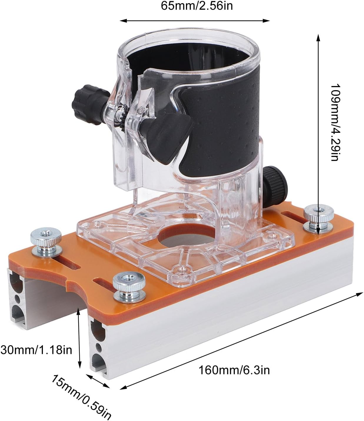 Aluminum Alloy Trimming Machine Cover with Clear Cover, Slot Plate Locator for Accurate Positioning, Woodworking Trimmer Router Base Compatible with Makita Router image number 5
