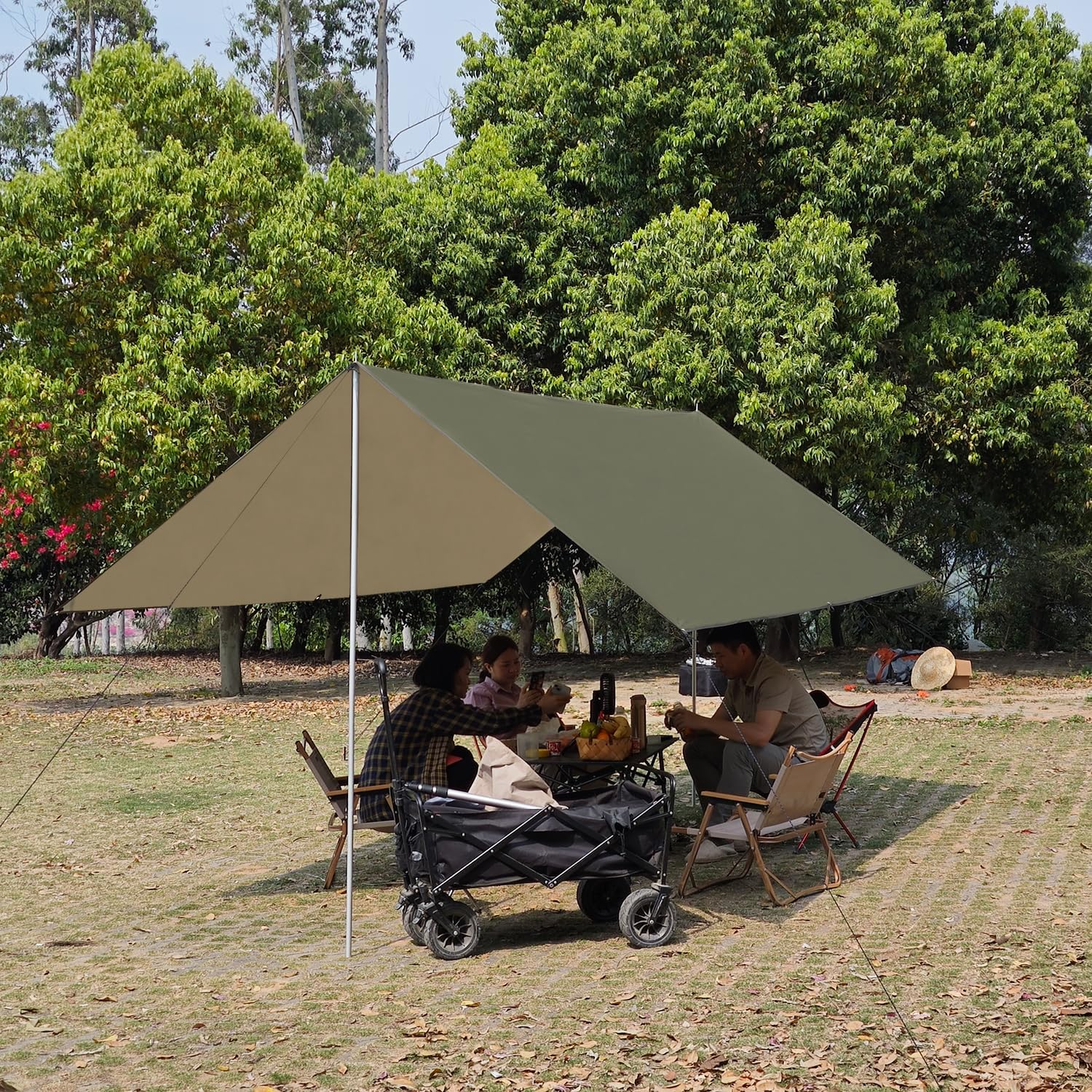 Large Waterproof Camping Tarp Tent Shelter Lightweight Backpacking Hiking Hammock Rain Fly Sun Shade (Olive Green||3X4M Tarp with 19 Loops)