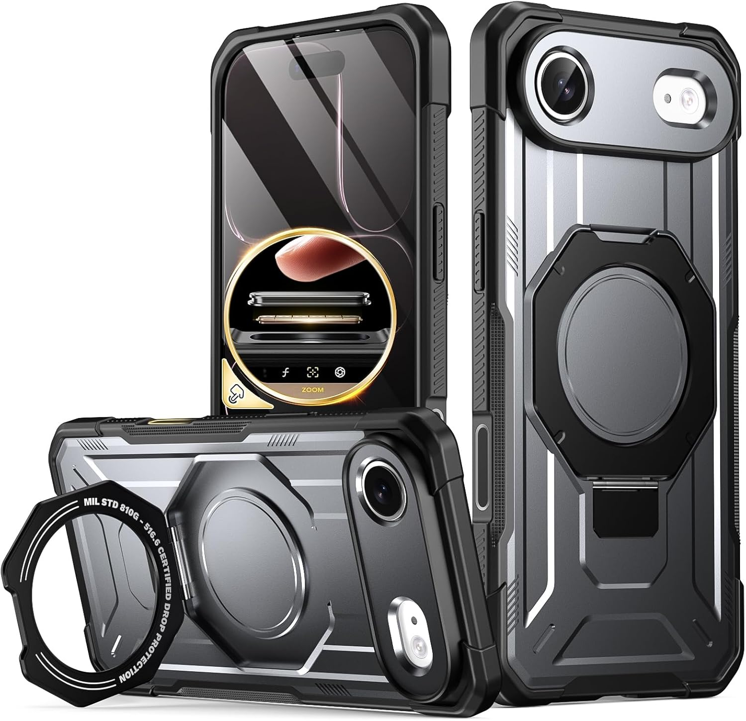 Poetic Spartan Case with Ring Stand for Iphone 17 Pro, [Camera Control Button][Magsafe Compatible], Full Body Rugged Shockproof Protective Cover Case, Midnight Blue