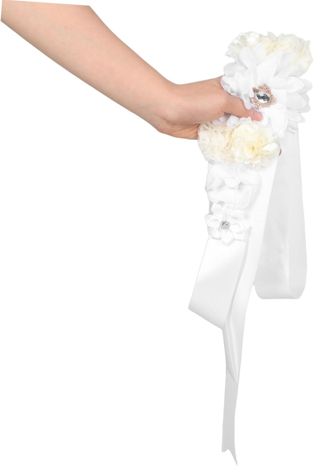 SHOWERORO Adjustable Maternity Flower Sash Belt with Back Support for Pregnant Women Elastic Stretchable Belly Band for Shower Pregnancy Photography And image number 4