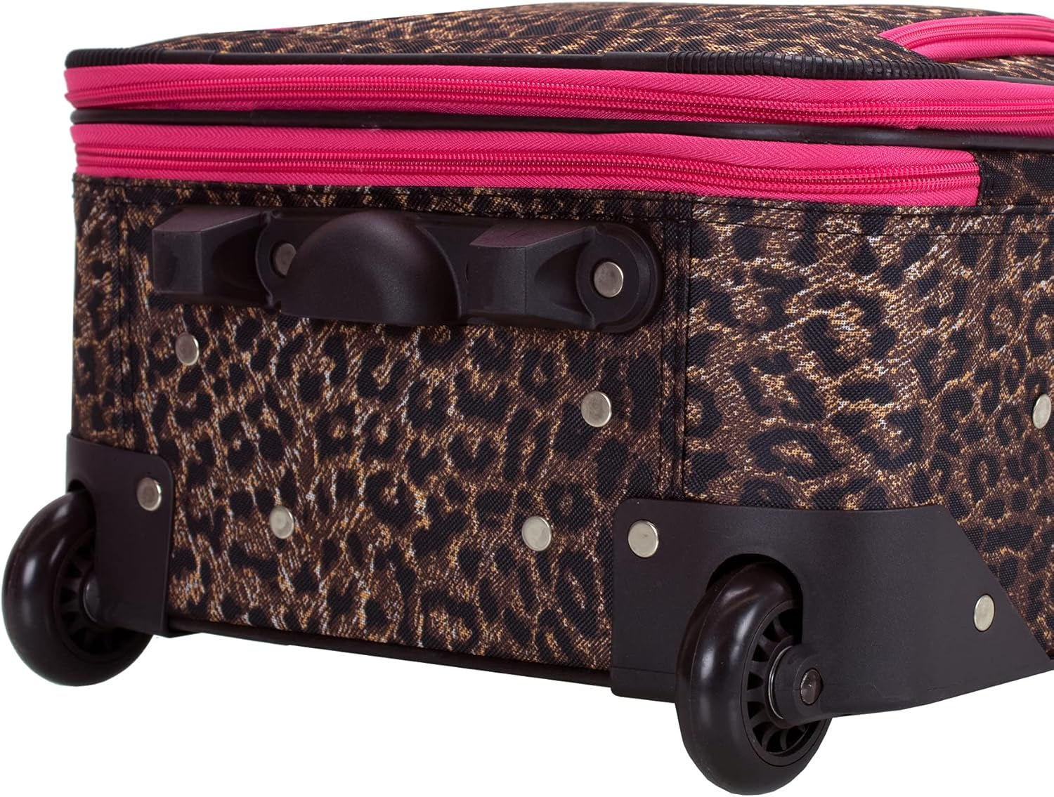 Rockland Jungle Softside Upright Luggage Set, Pink Leopard, 4-Piece Set (14/29/24/28), Jungle Softside Upright Luggage Set - Owl image number 6